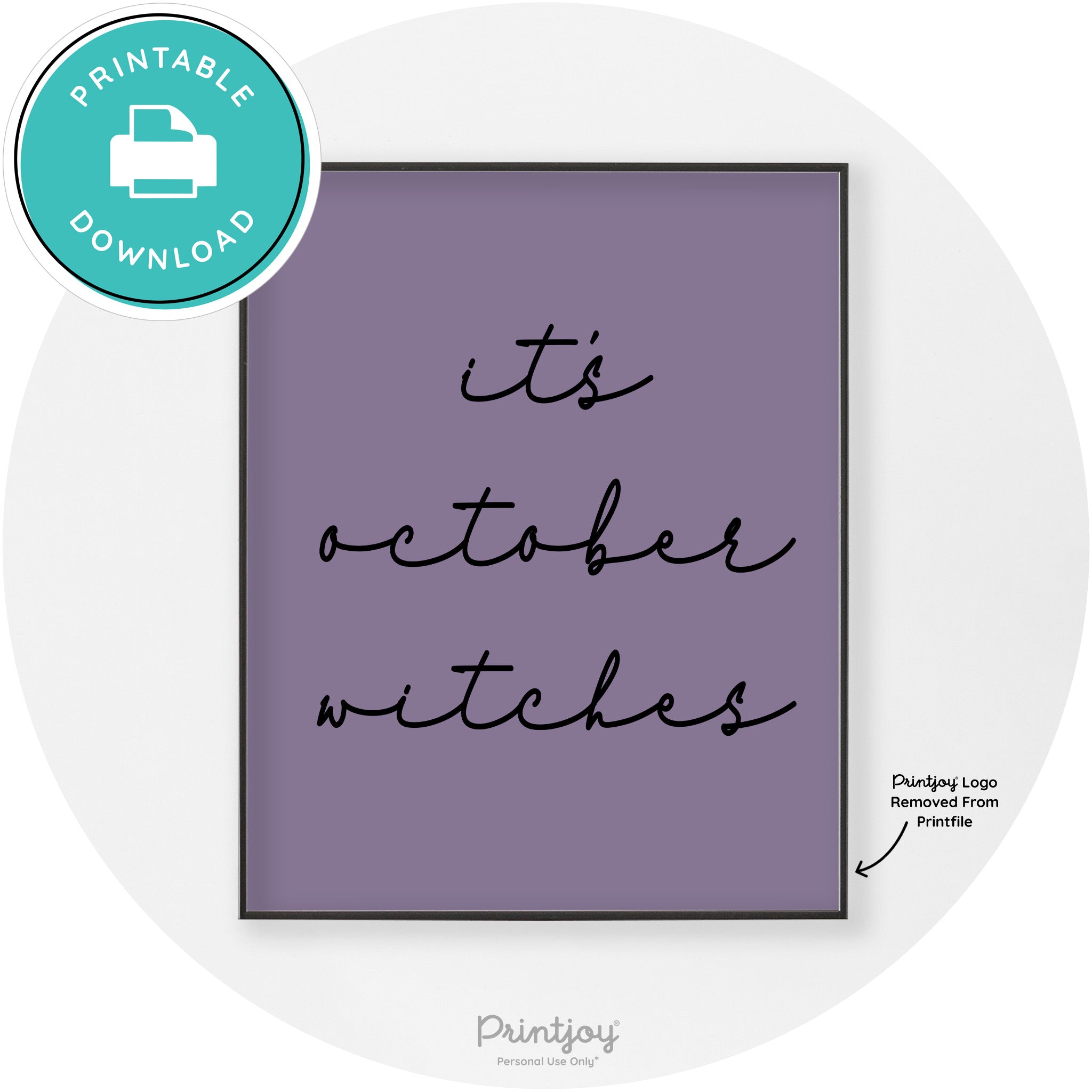 It's October Witches Halloween Modern Chic Wall Art Free Printable
