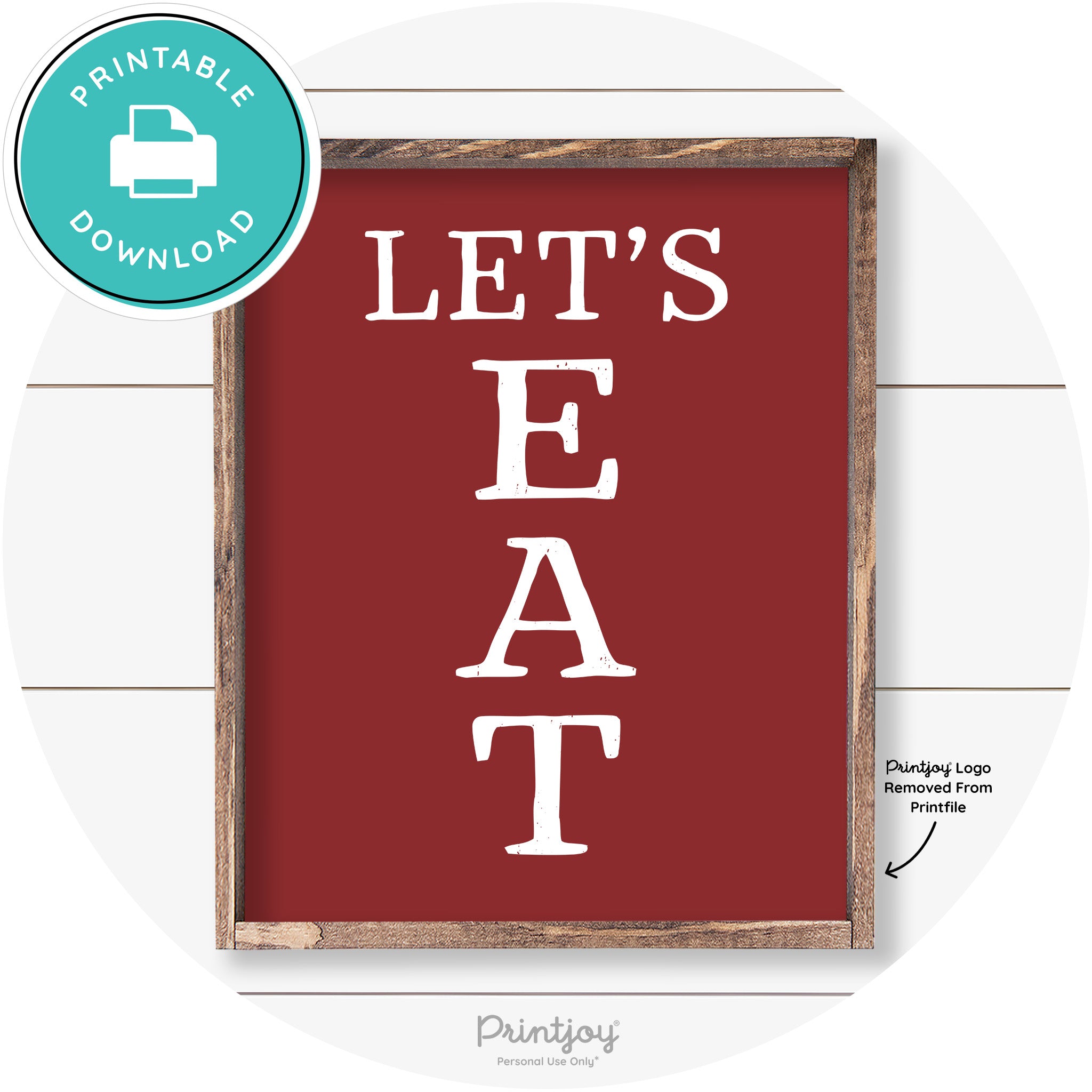 Let's Eat Kitchen Sign Rustic Farmhouse Wall Art Decor Free Printable