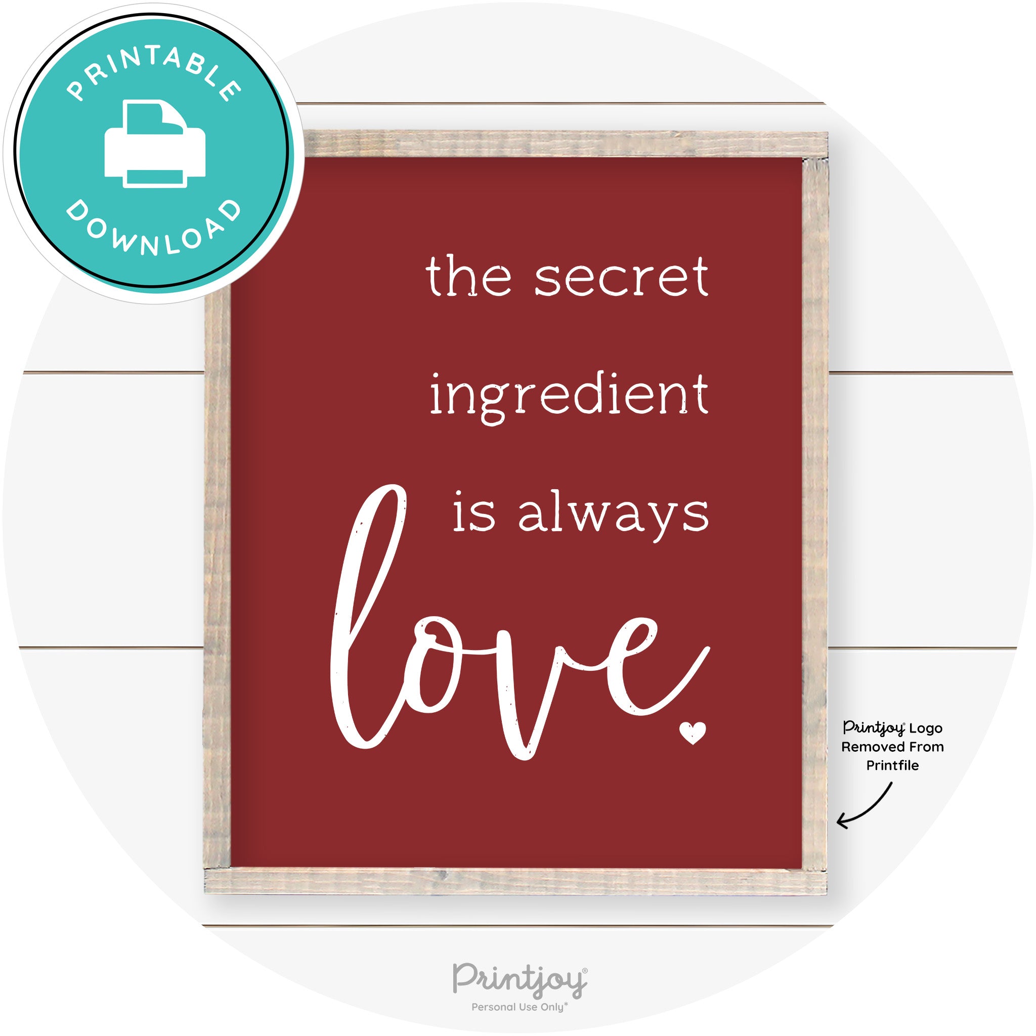 Secret Ingredient Is Love Farmhouse Kitchen Wall Art Free Printable