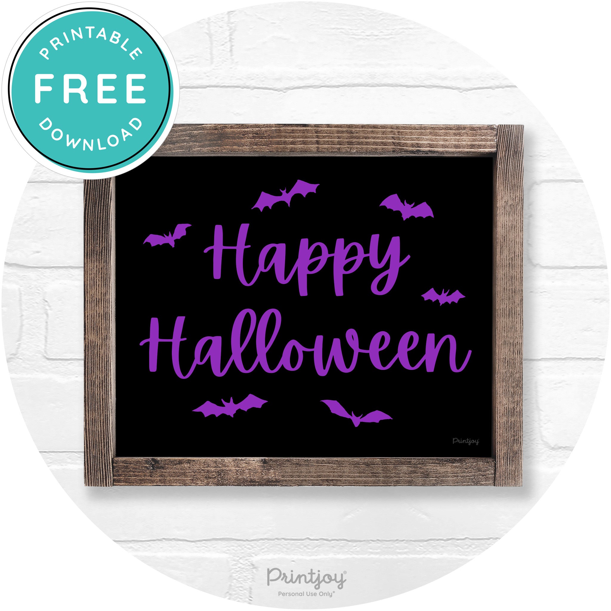 Happy Halloween Bats Rustic Farmhouse Wall Art Printable