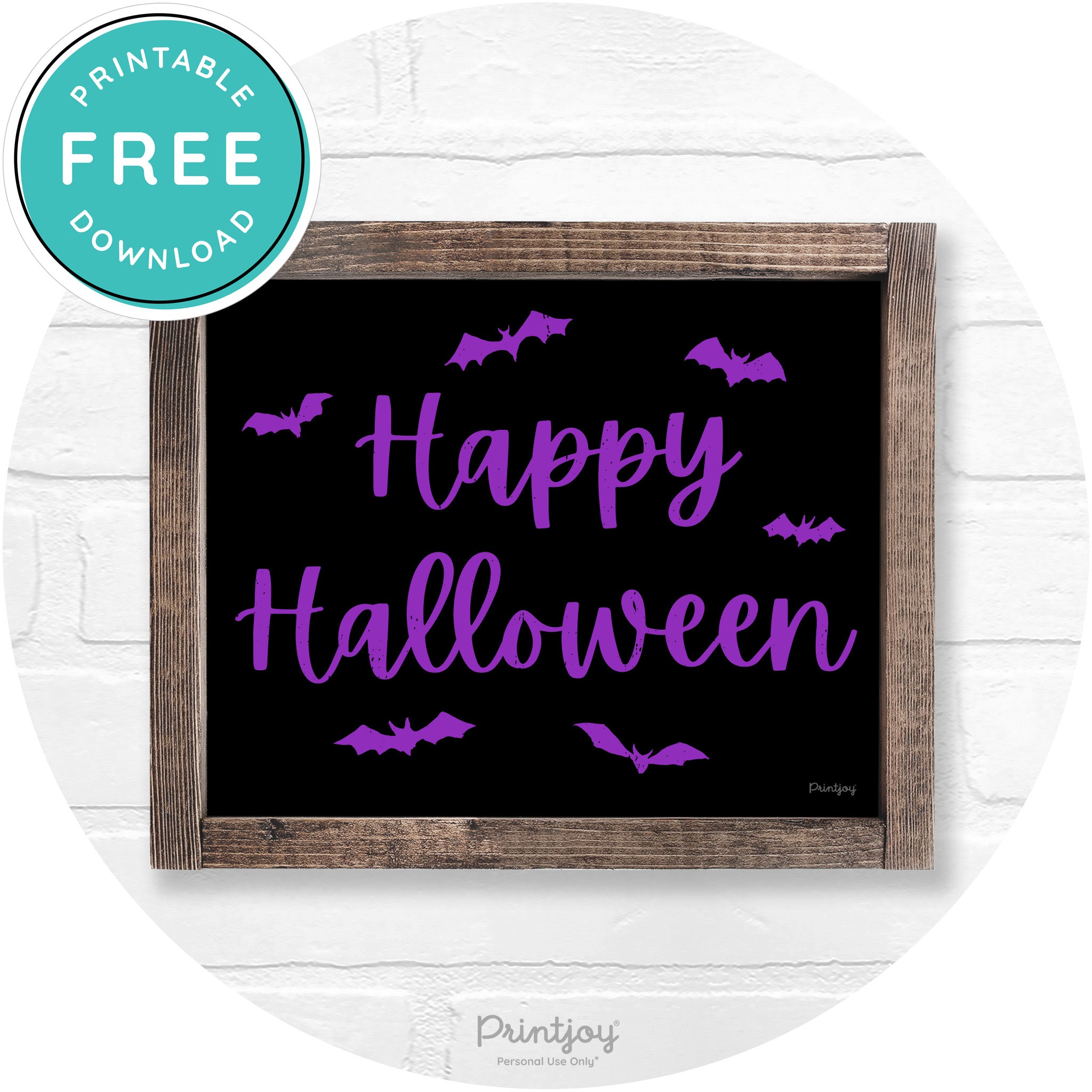 Happy Halloween Bats Rustic Farmhouse Wall Art Free Printable - Printjoy