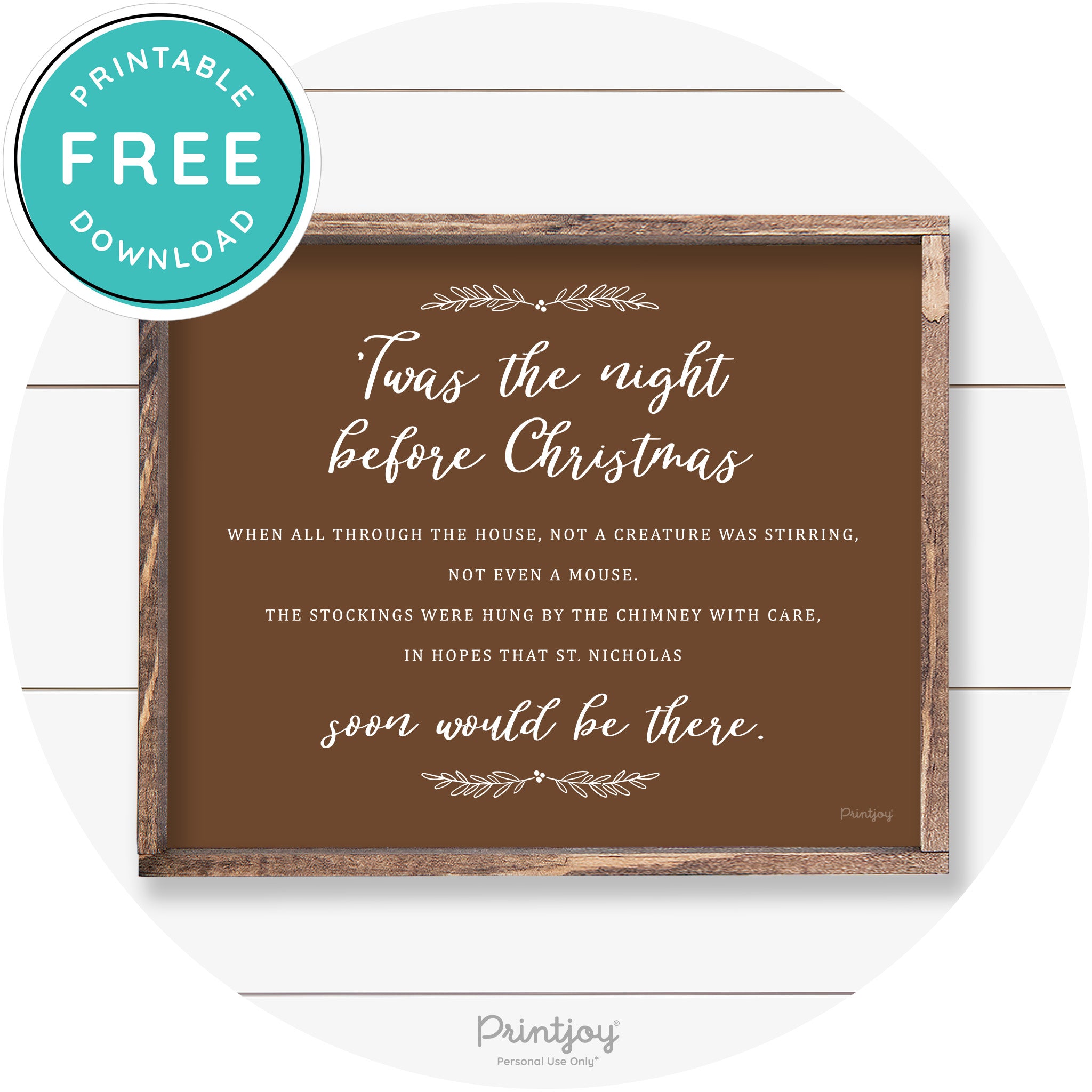 'Twas The Night Before Christmas Farmhouse Wall Art Free Printable