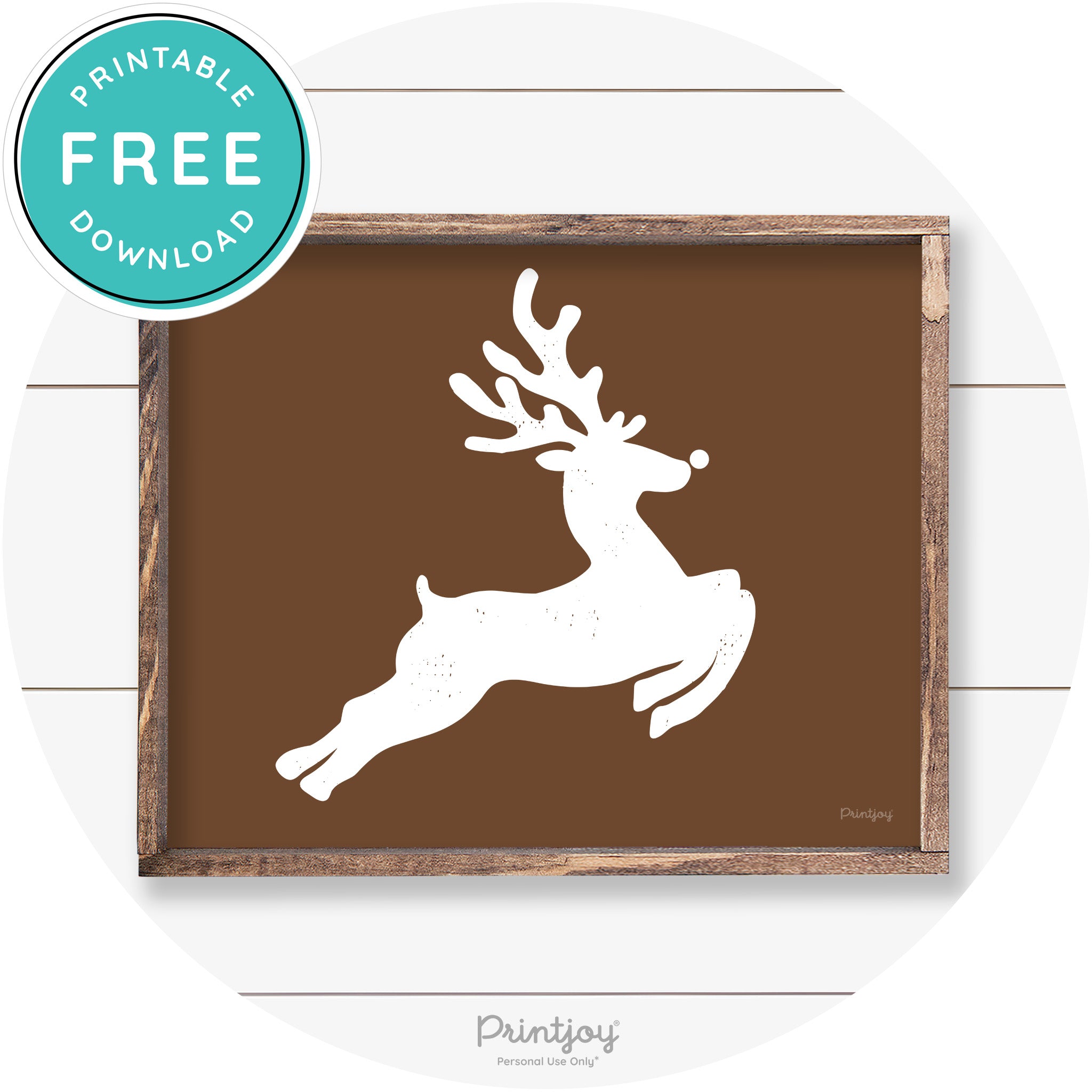Flying Reindeer Silhouette Christmas Farmhouse Wall Art Free Printable - Printjoy