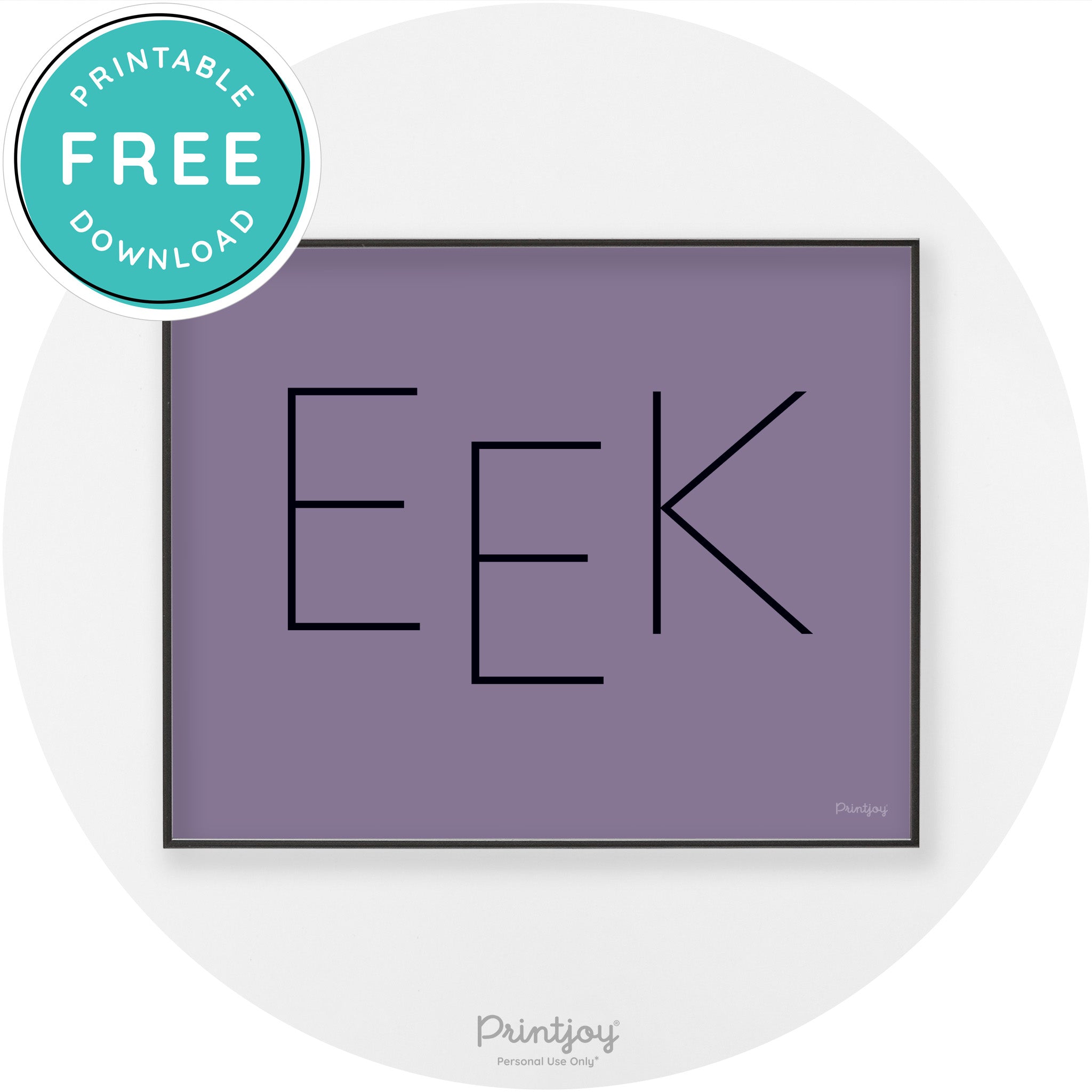 Eek Halloween Modern Chic Lettering Wall Art Decor Free Printable