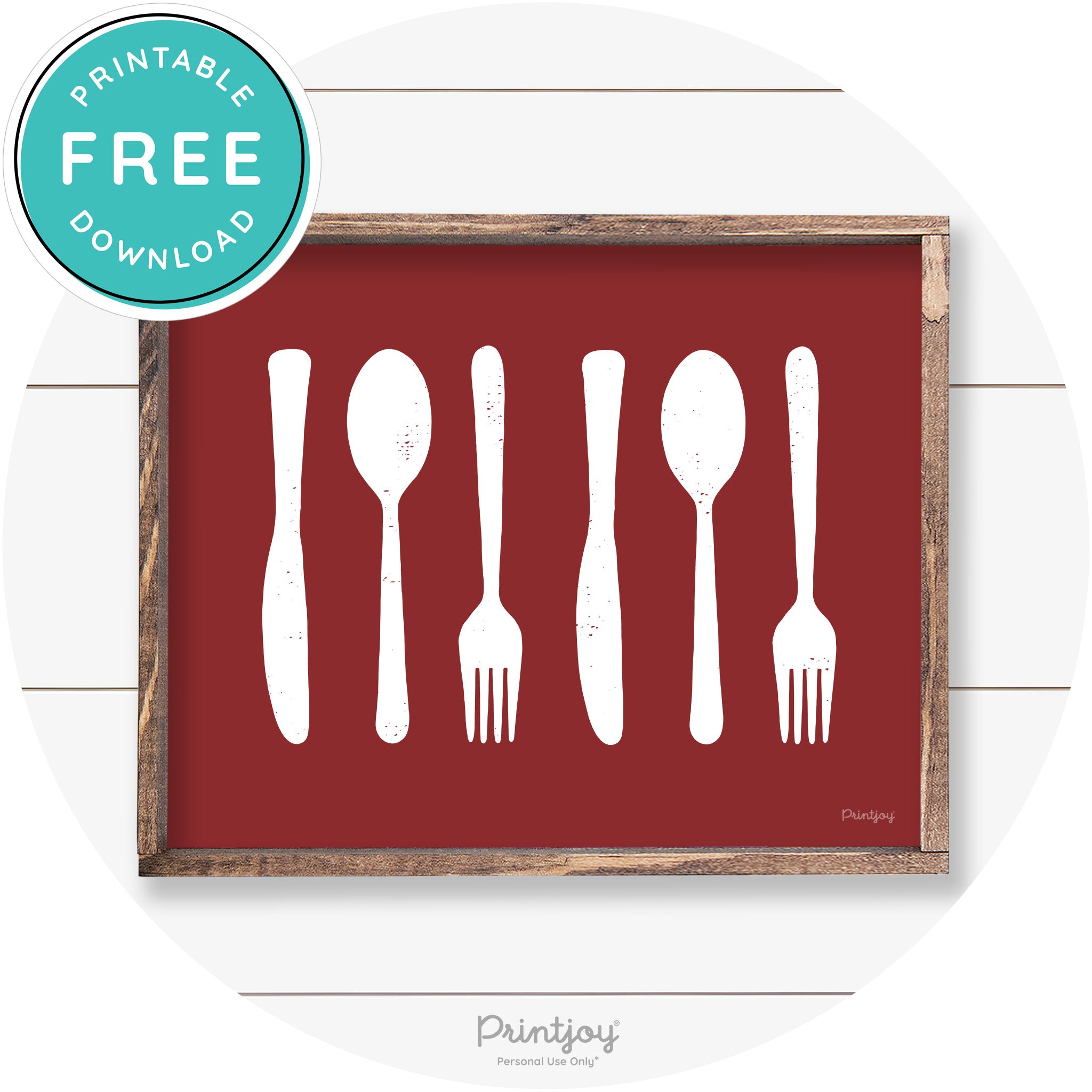 Fork Spoon Knife Pattern Farmhouse Kitchen Wall Art Free Printable
