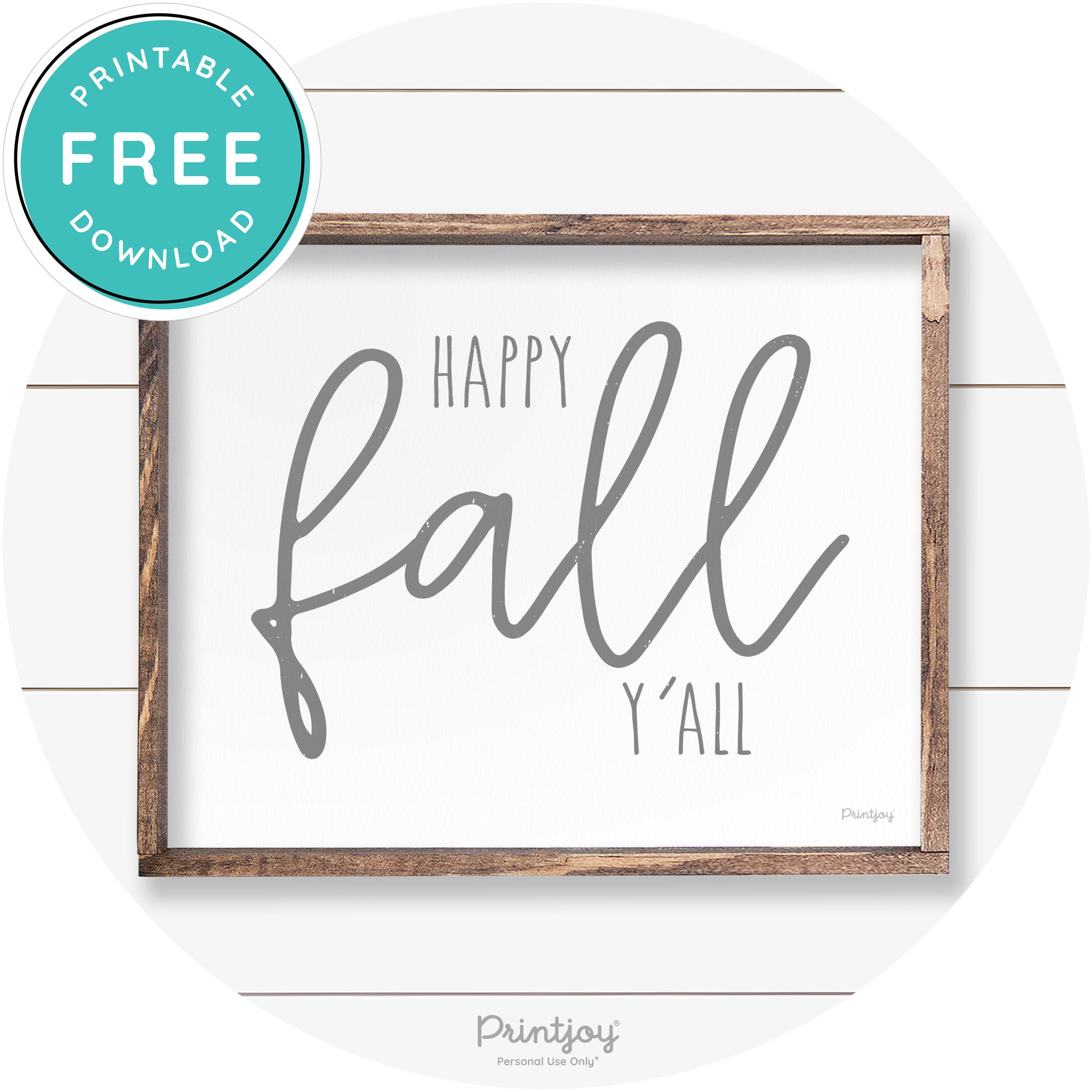 Happy Fall Y'all Cute Farmhouse Autumn Wall Art Decor Free Printable - Printjoy