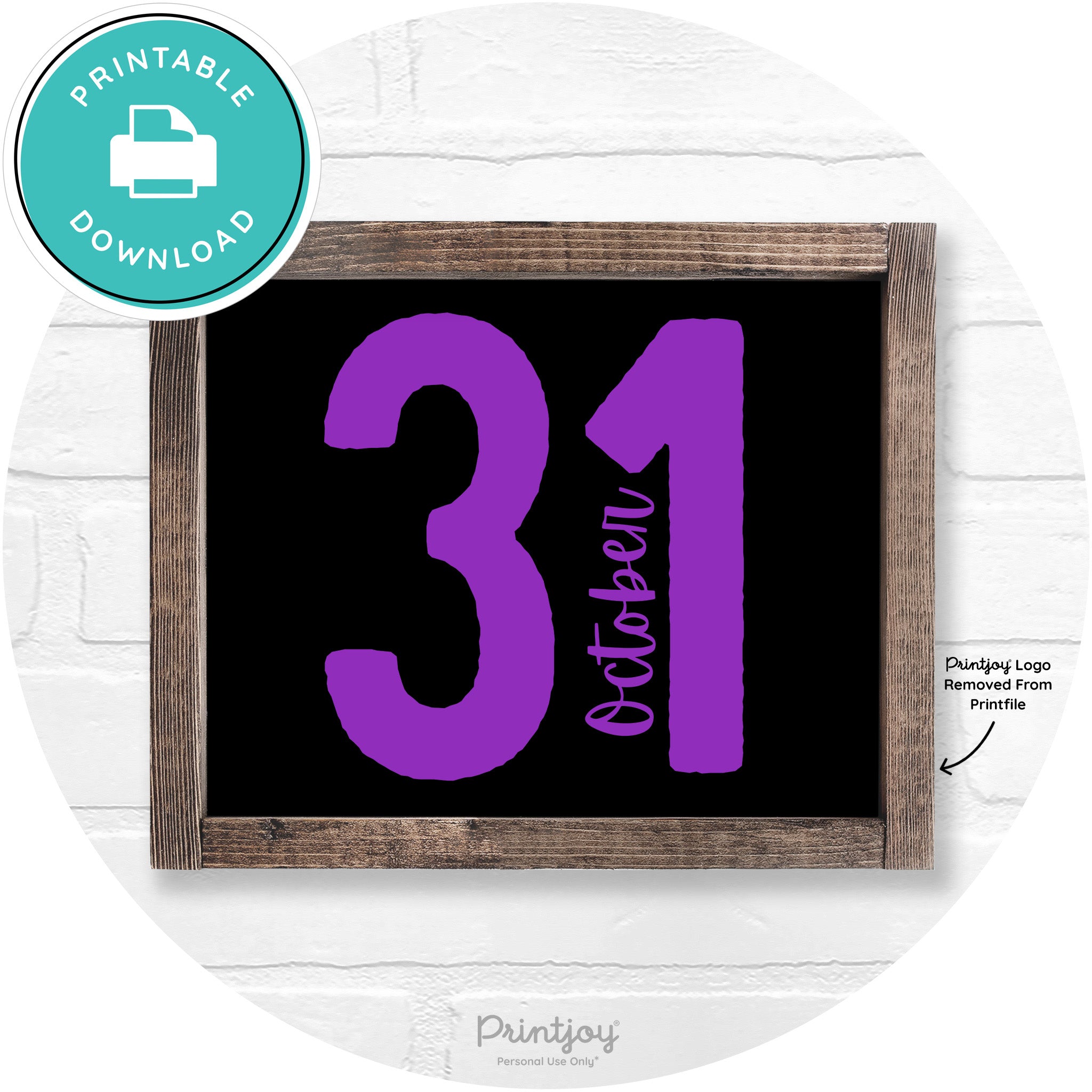 October 31 Halloween Rustic Farmhouse Wall Art Printable