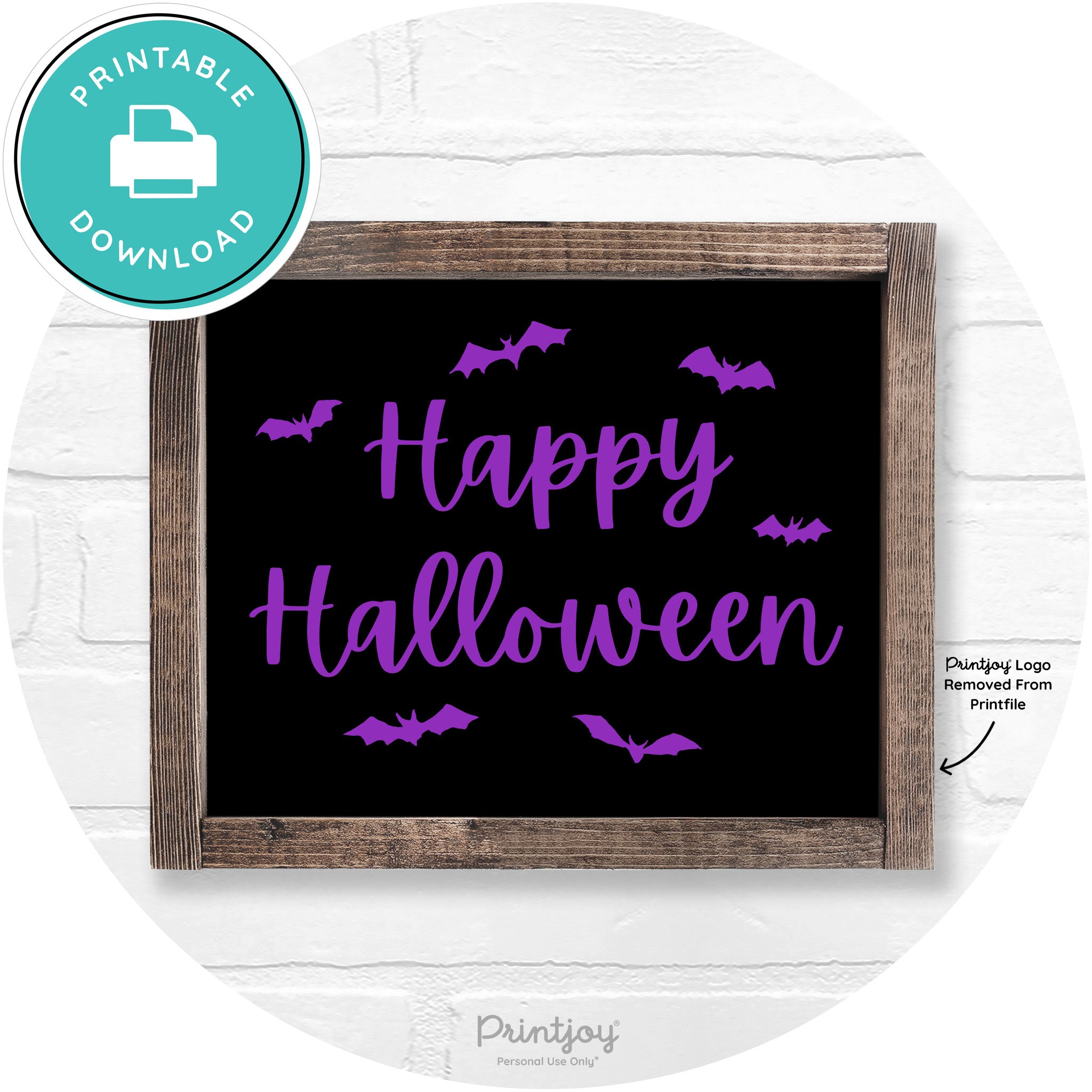 Happy Halloween Bats Rustic Farmhouse Wall Art Printable