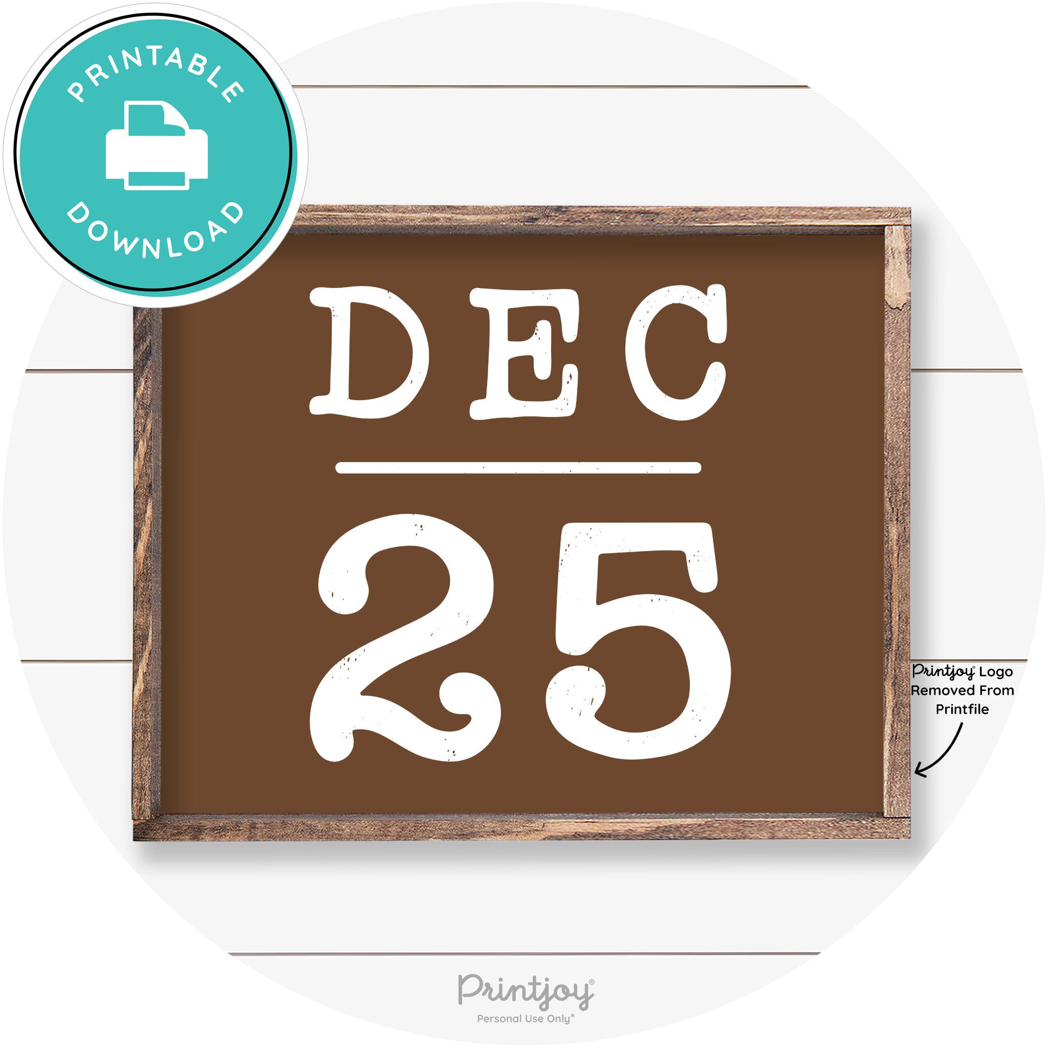 Dec 25 Christmas Rustic Farmhouse Wall Art Decor Free Printable