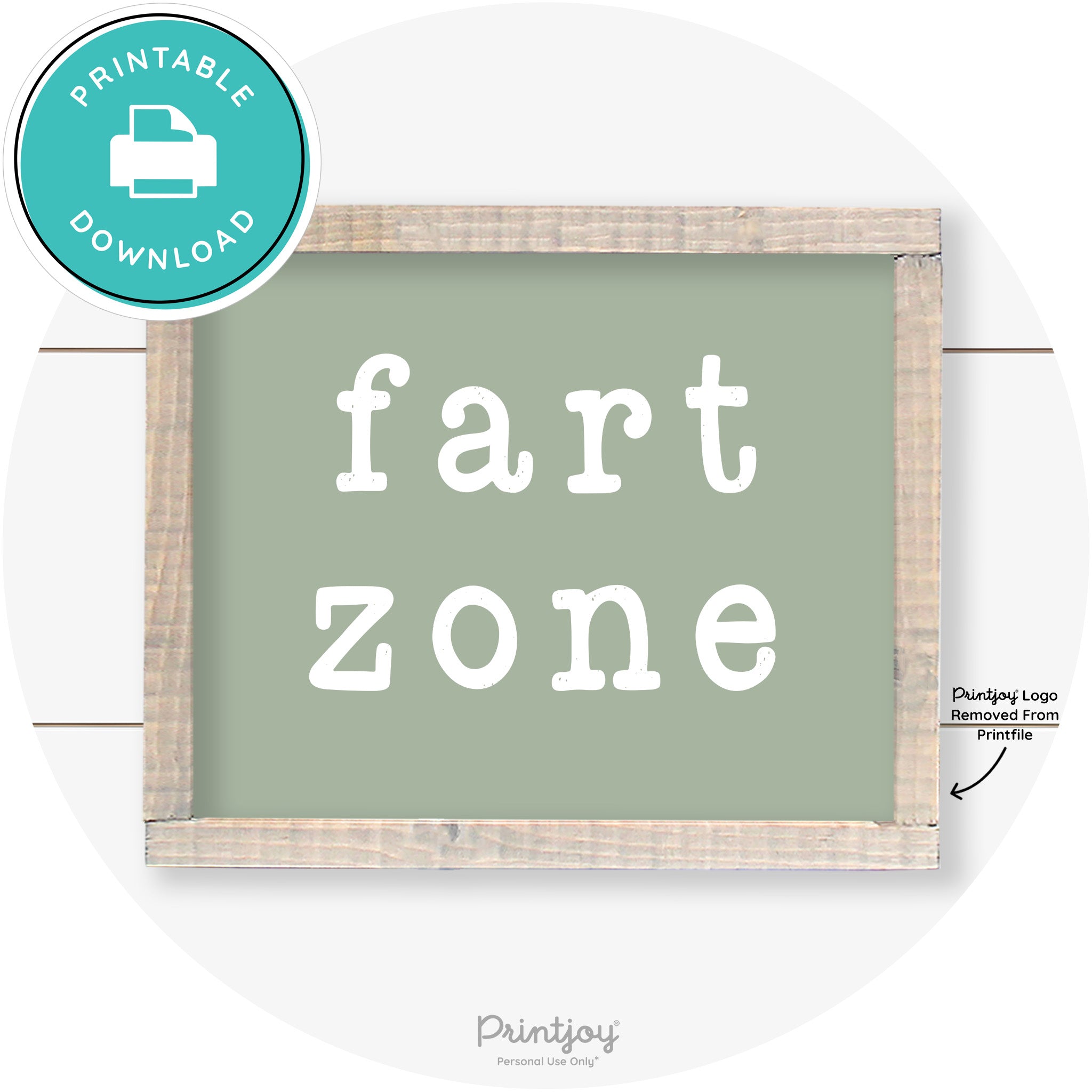 Fart Zone Funny Farmhouse Bathroom Wall Art Decor Free Printable