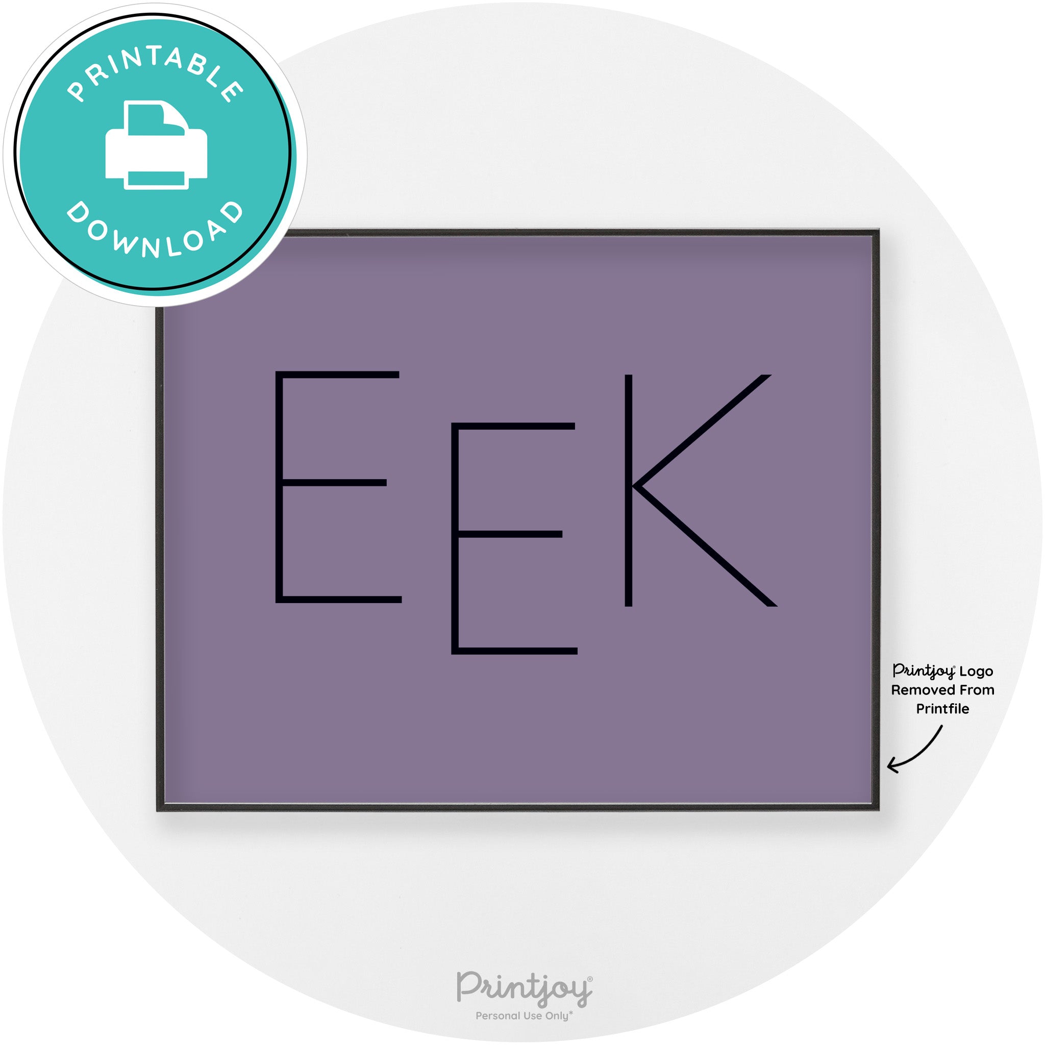 Eek Halloween Modern Chic Lettering Wall Art Decor Free Printable