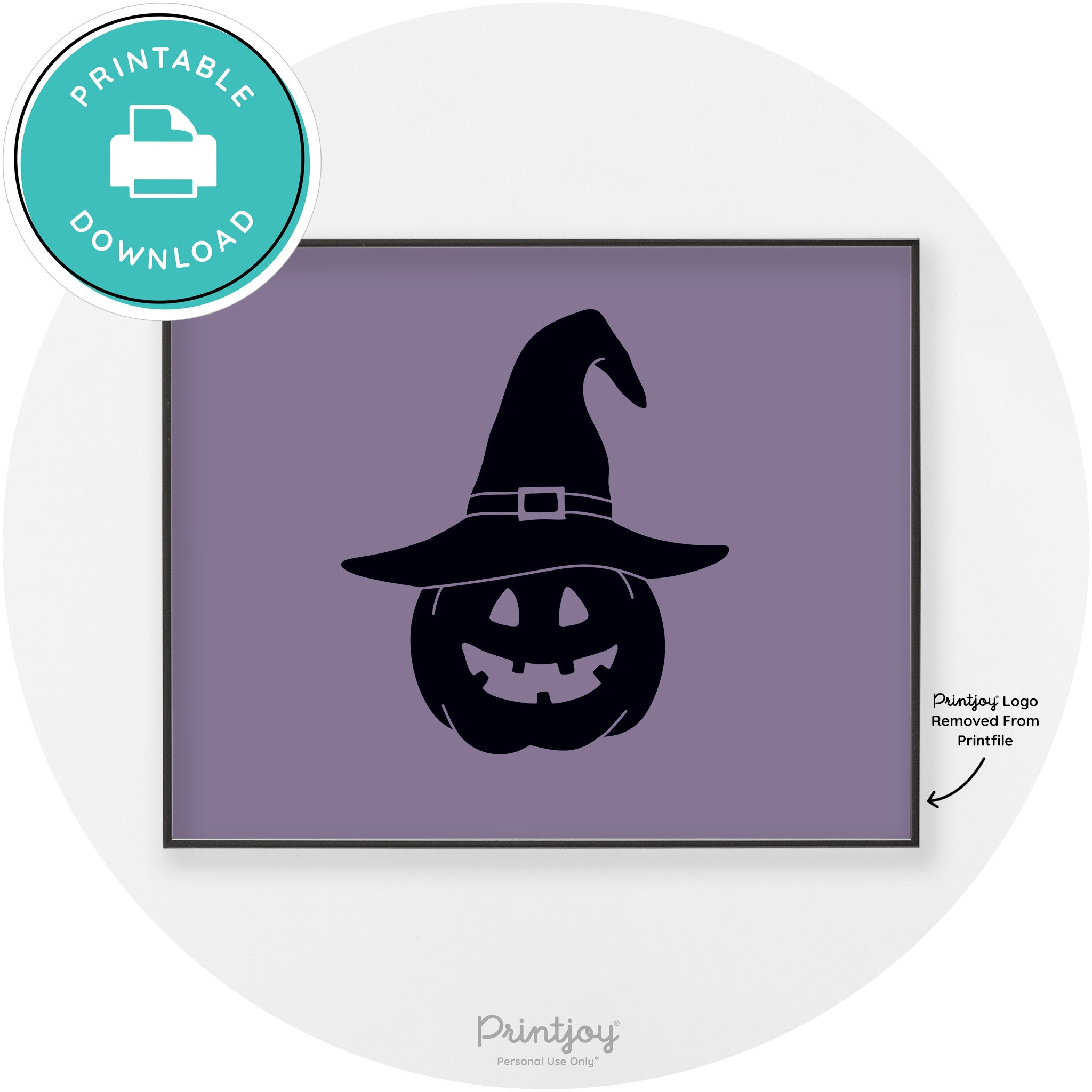 Halloween Cute Witch Jack O Lantern Chic Wall Art Printable