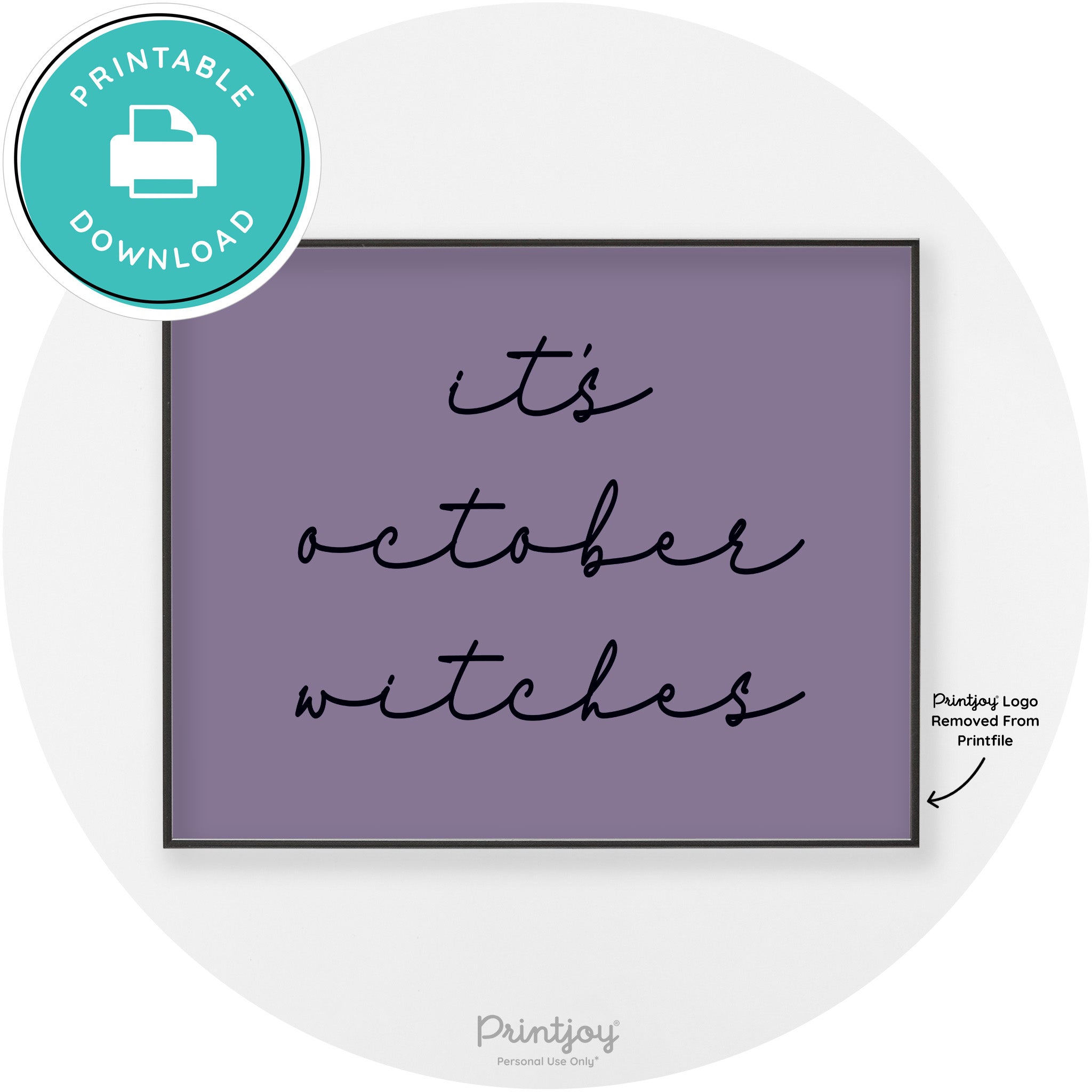 It's October Witches Halloween Modern Chic Wall Art Free Printable