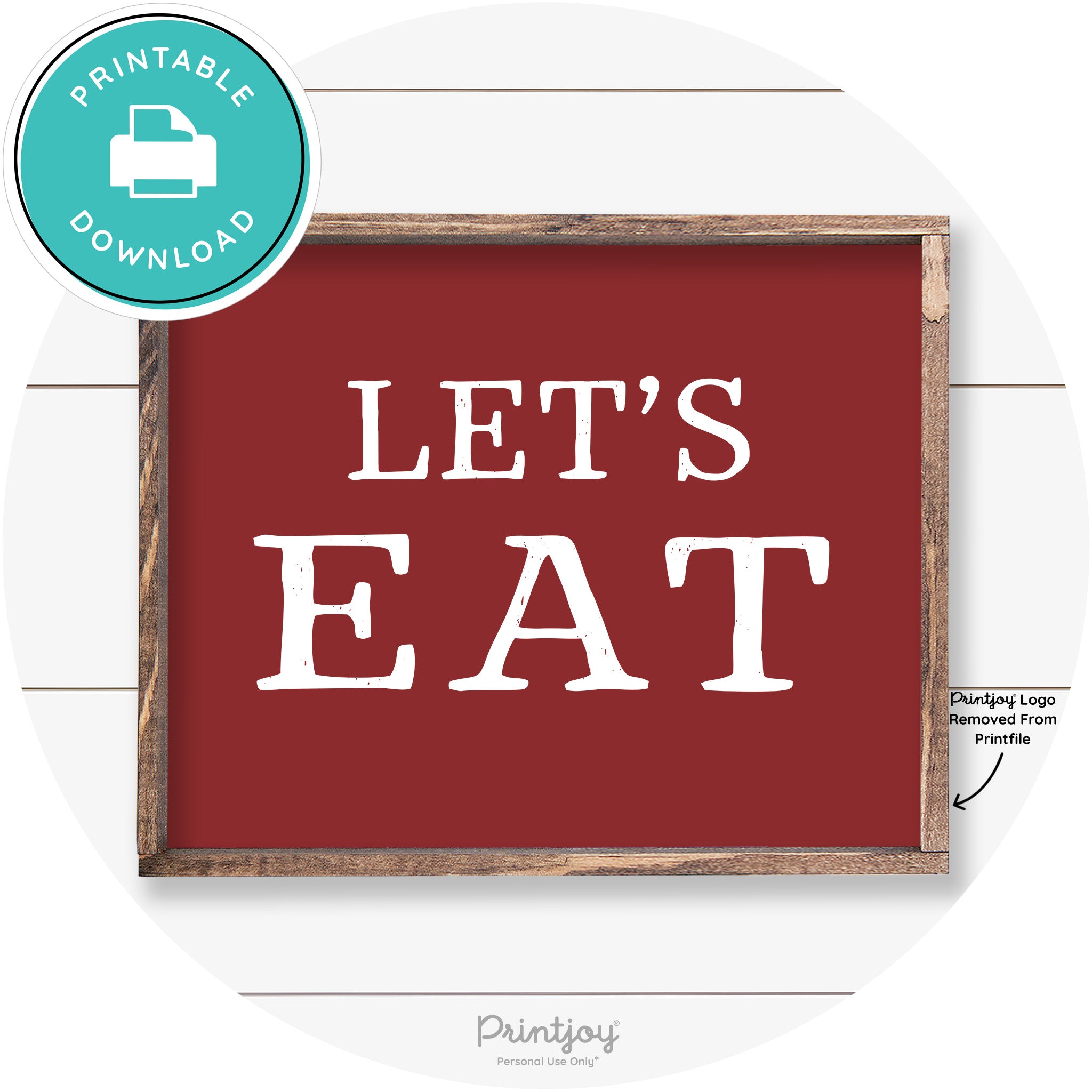 Let's Eat Kitchen Sign Rustic Farmhouse Wall Art Decor Free Printable
