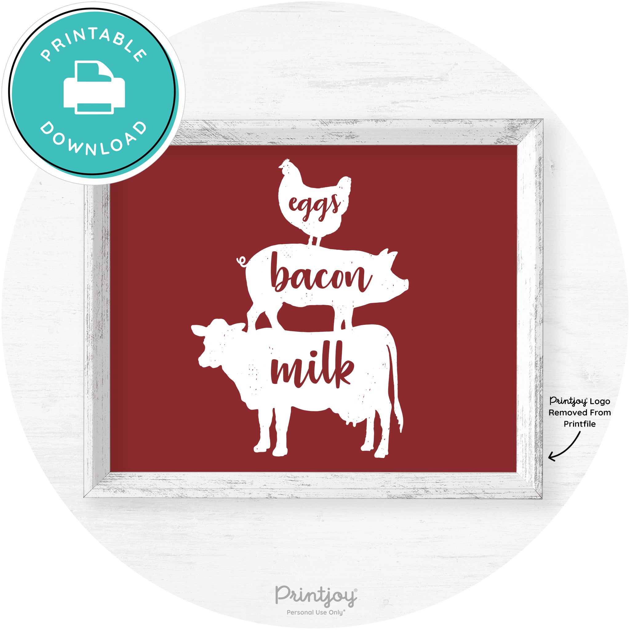 Stacked Farm Animals Eggs Bacon Milk Farmhouse Art Free Printable