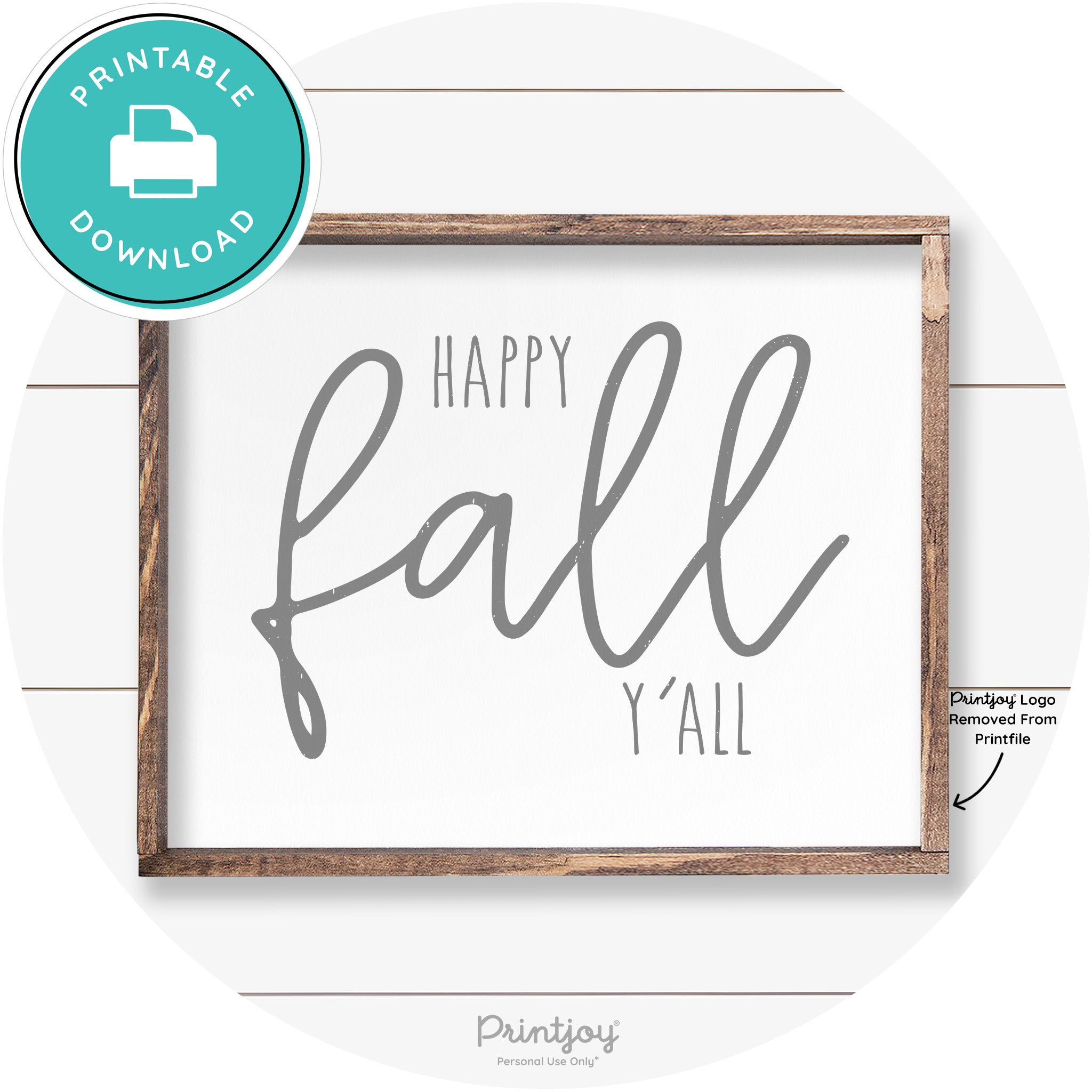 Happy Fall Y'all Cute Farmhouse Autumn Wall Art Decor Free Printable - Printjoy