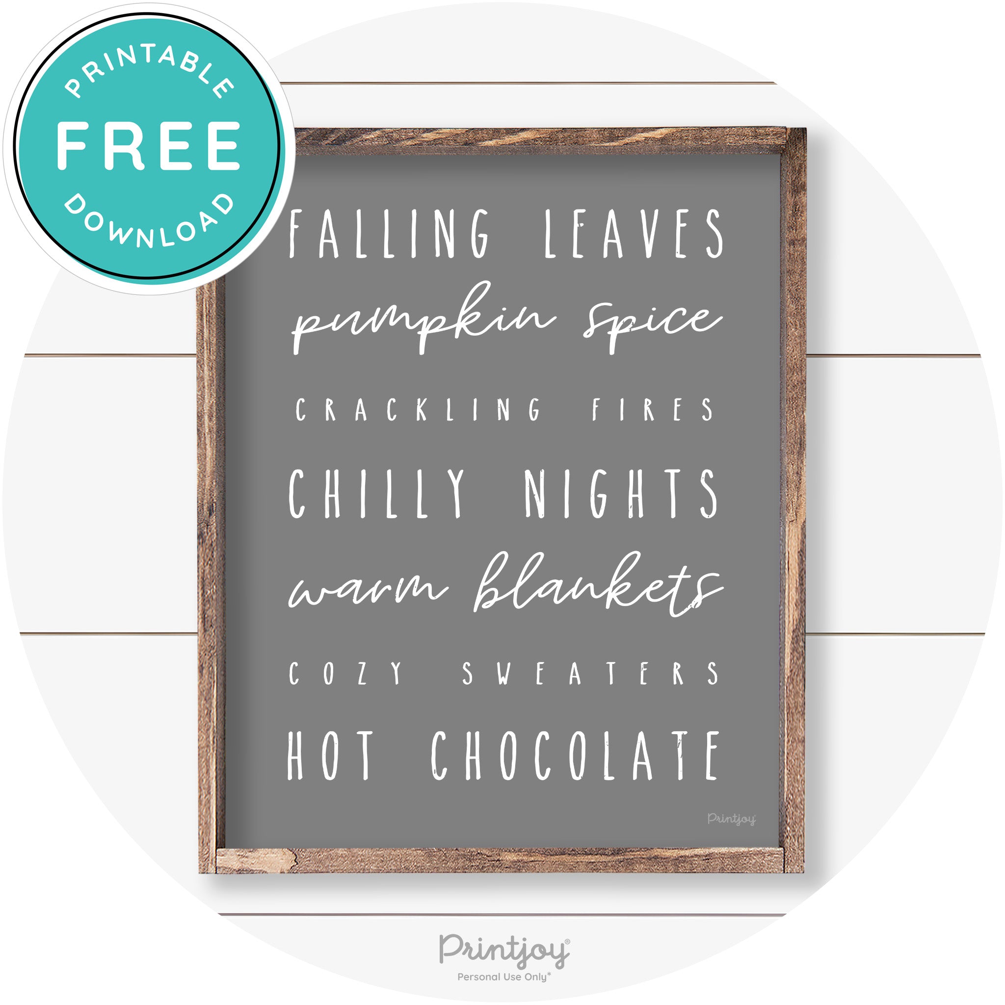 Fall Favorite Things Cute Farmhouse Autumn Wall Art Free Printable - Printjoy