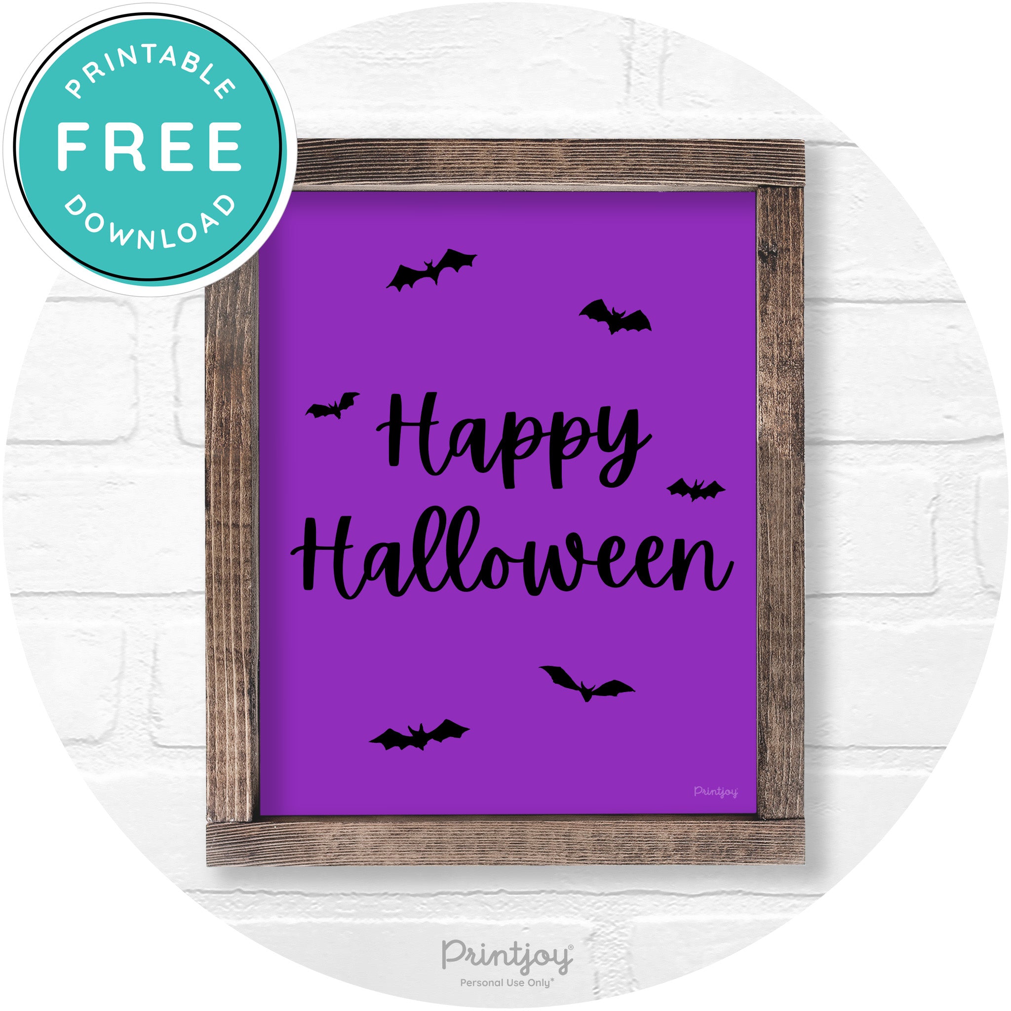 Happy Halloween Bats Rustic Farmhouse Wall Art Printable