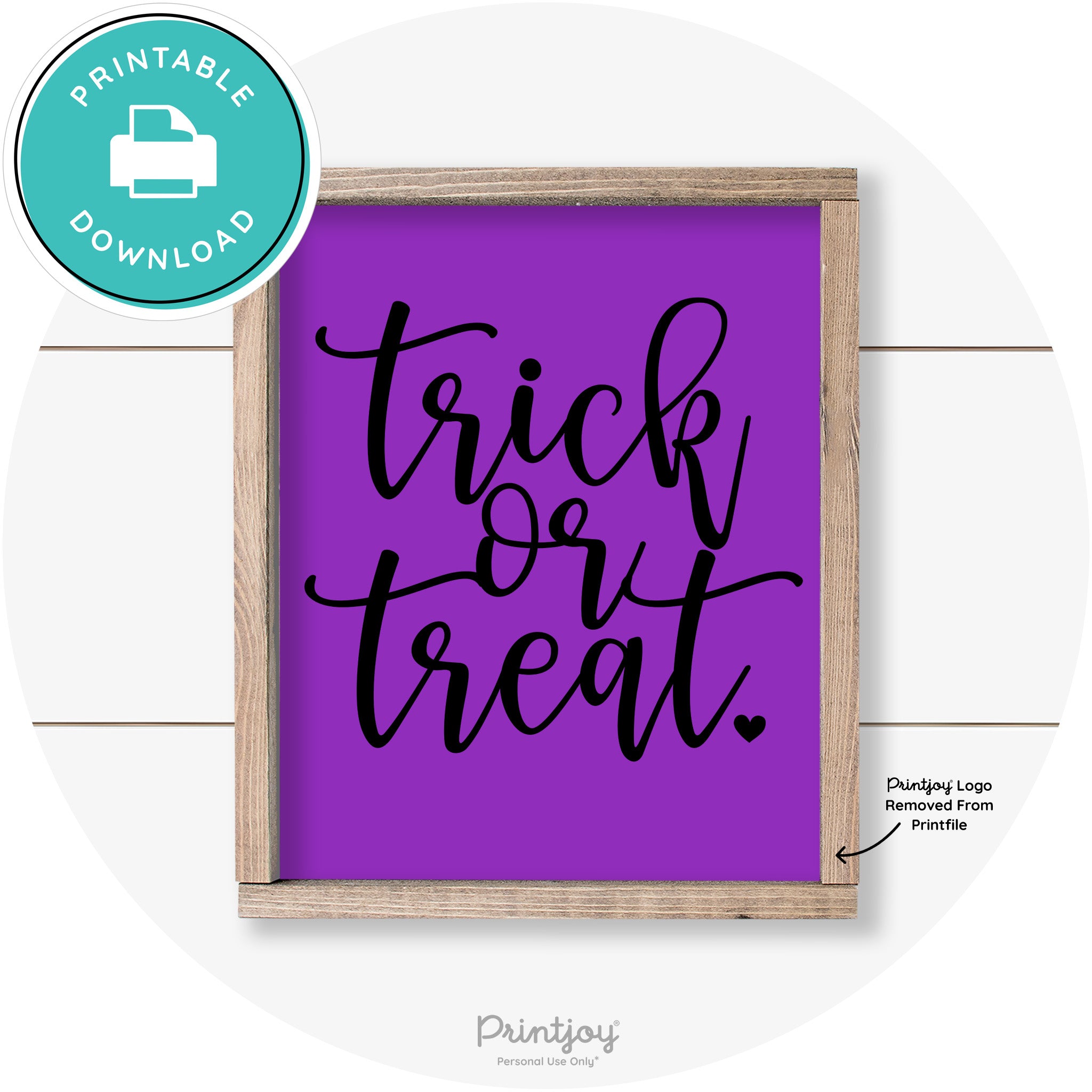 Halloween Cute Trick Or Treat Heart Farmhouse Wall Art Free Printable