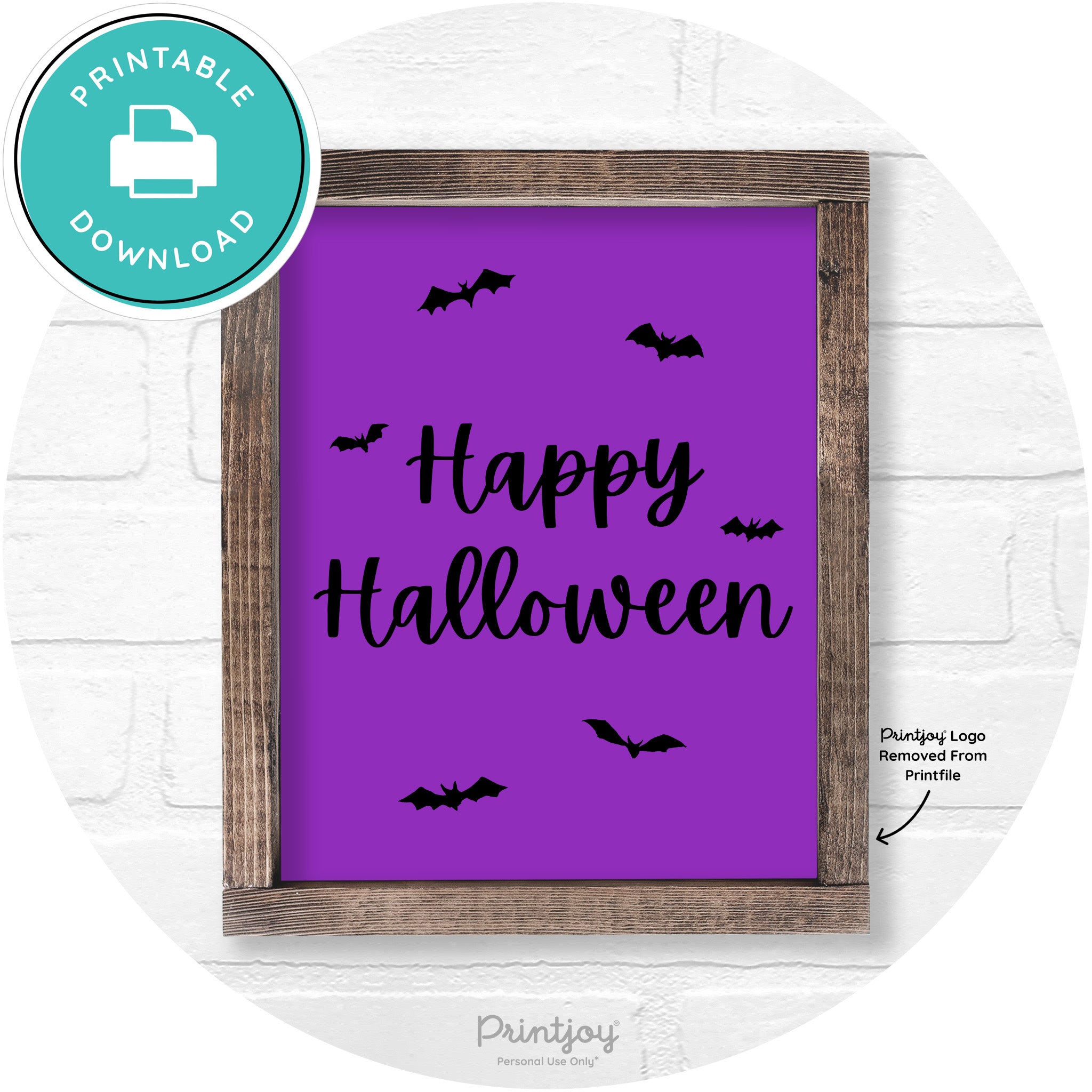 Happy Halloween Bats Rustic Farmhouse Wall Art Printable