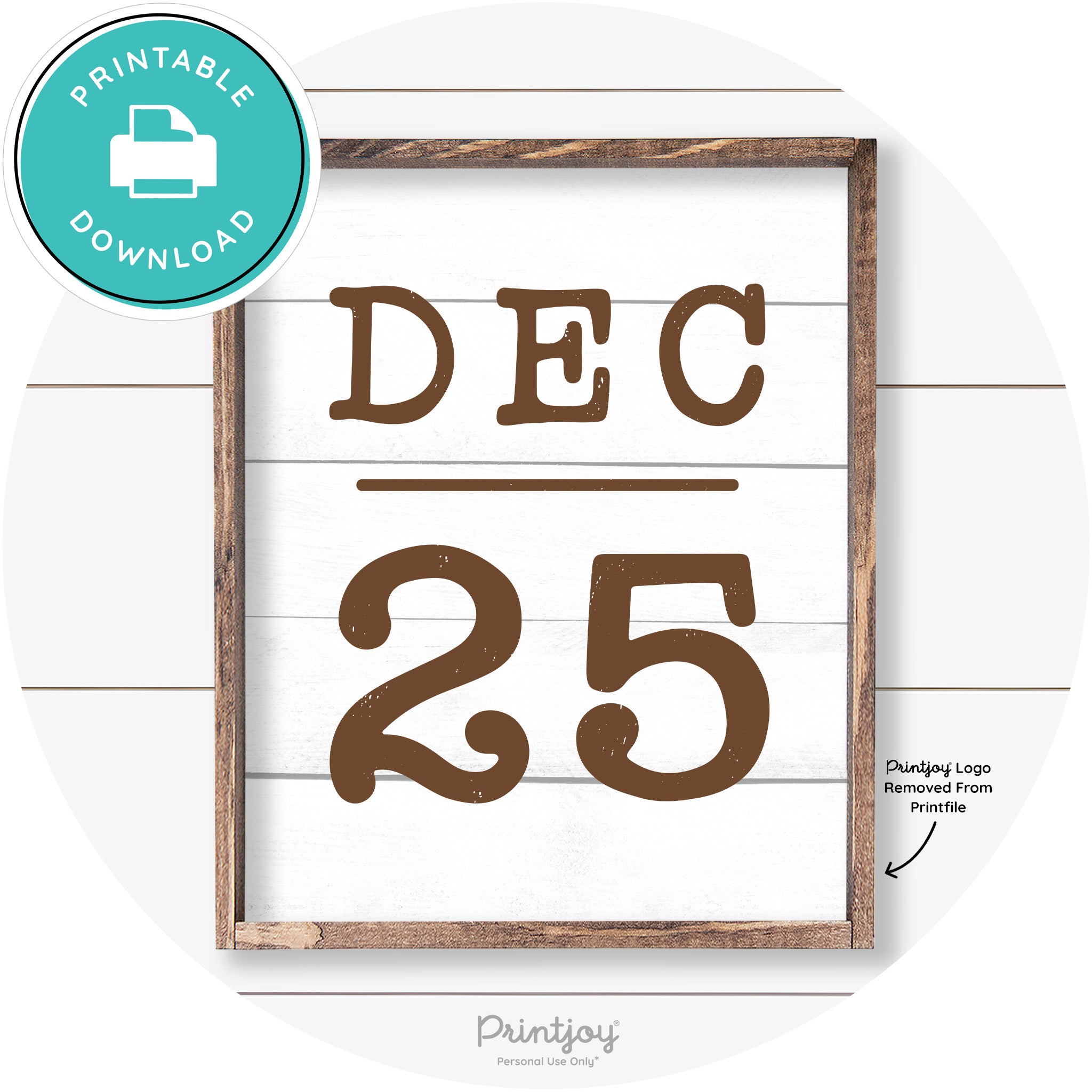 Dec 25 Christmas Rustic Farmhouse Wall Art Decor Free Printable