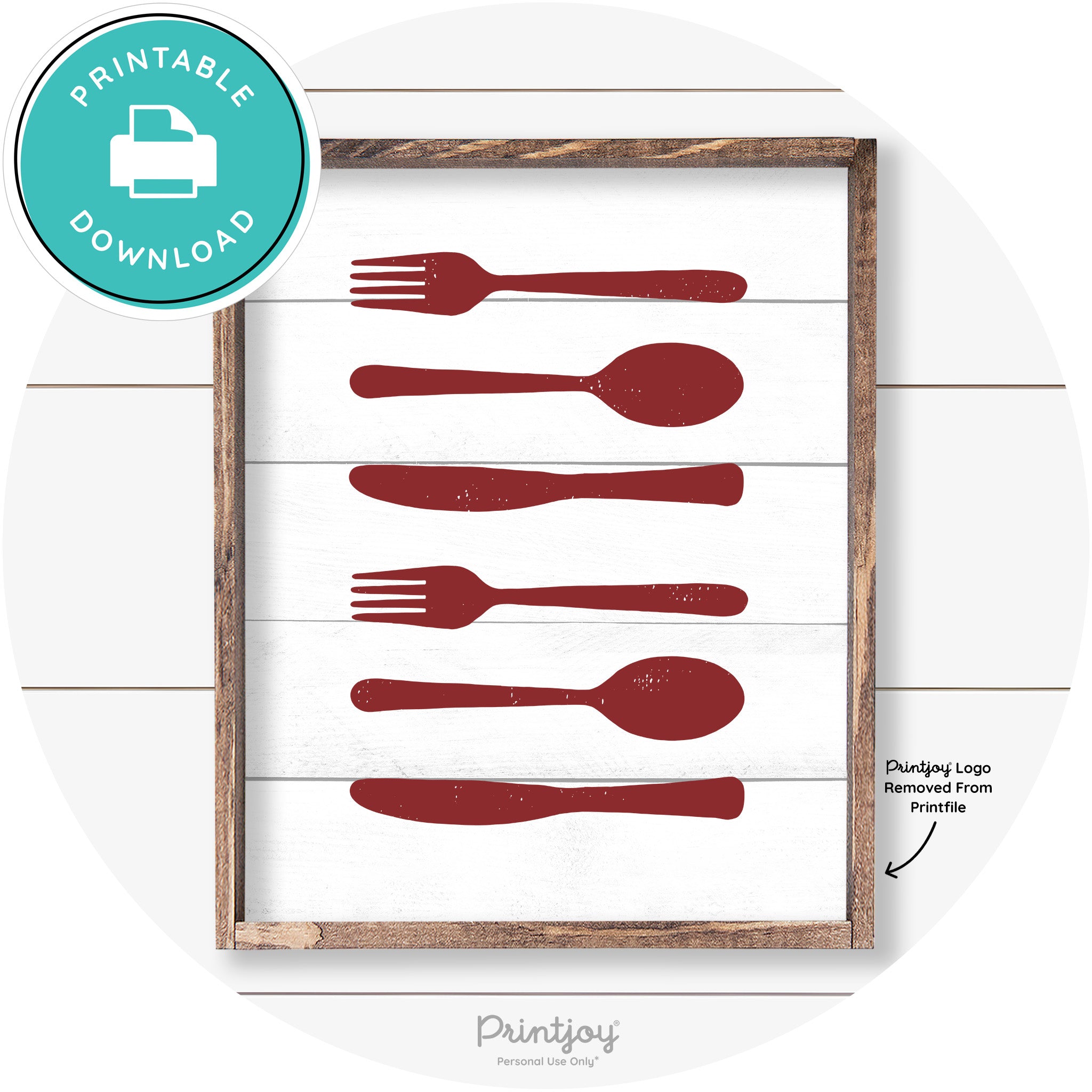 Fork Spoon Knife Pattern Farmhouse Kitchen Wall Art Free Printable