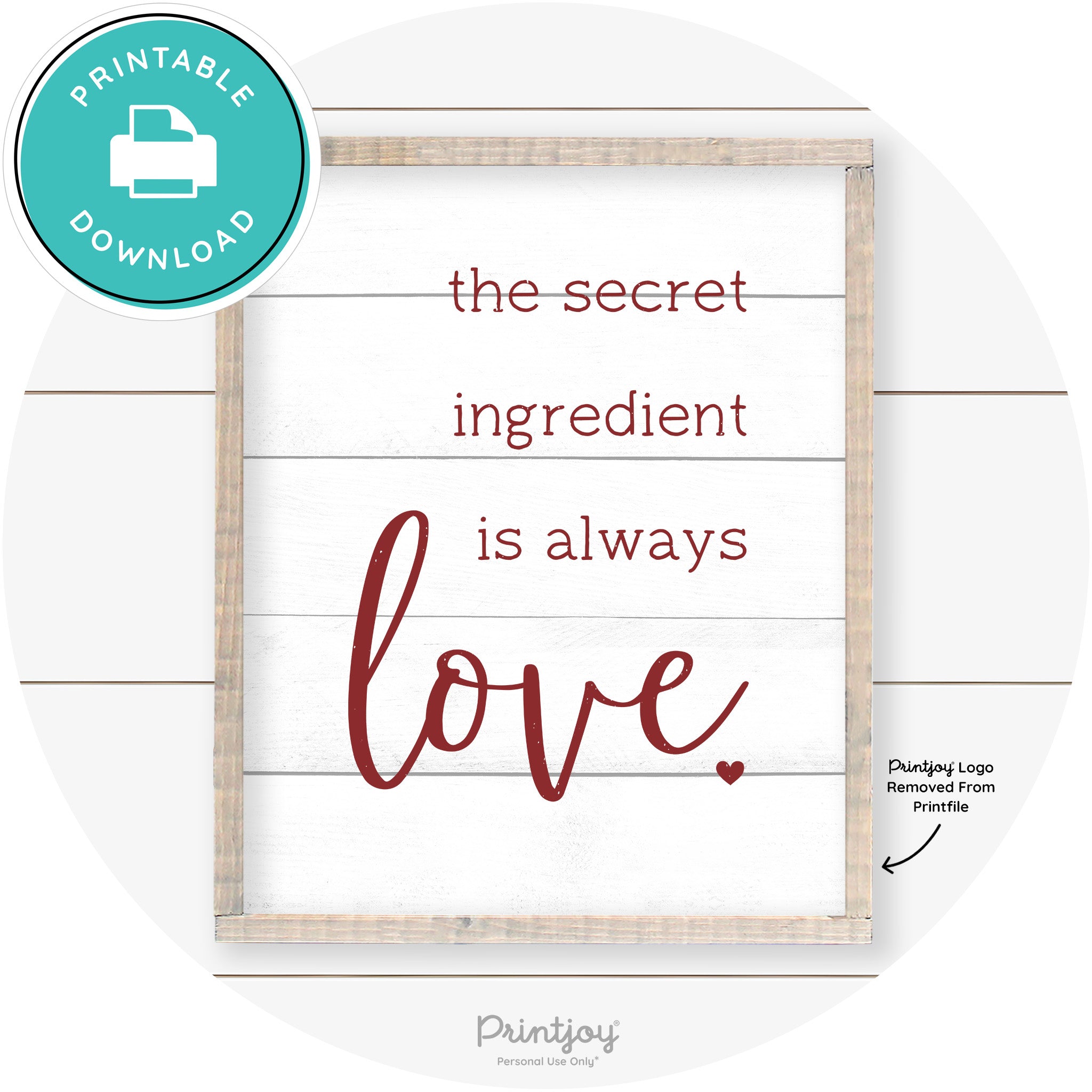 Secret Ingredient Is Love Farmhouse Kitchen Wall Art Free Printable