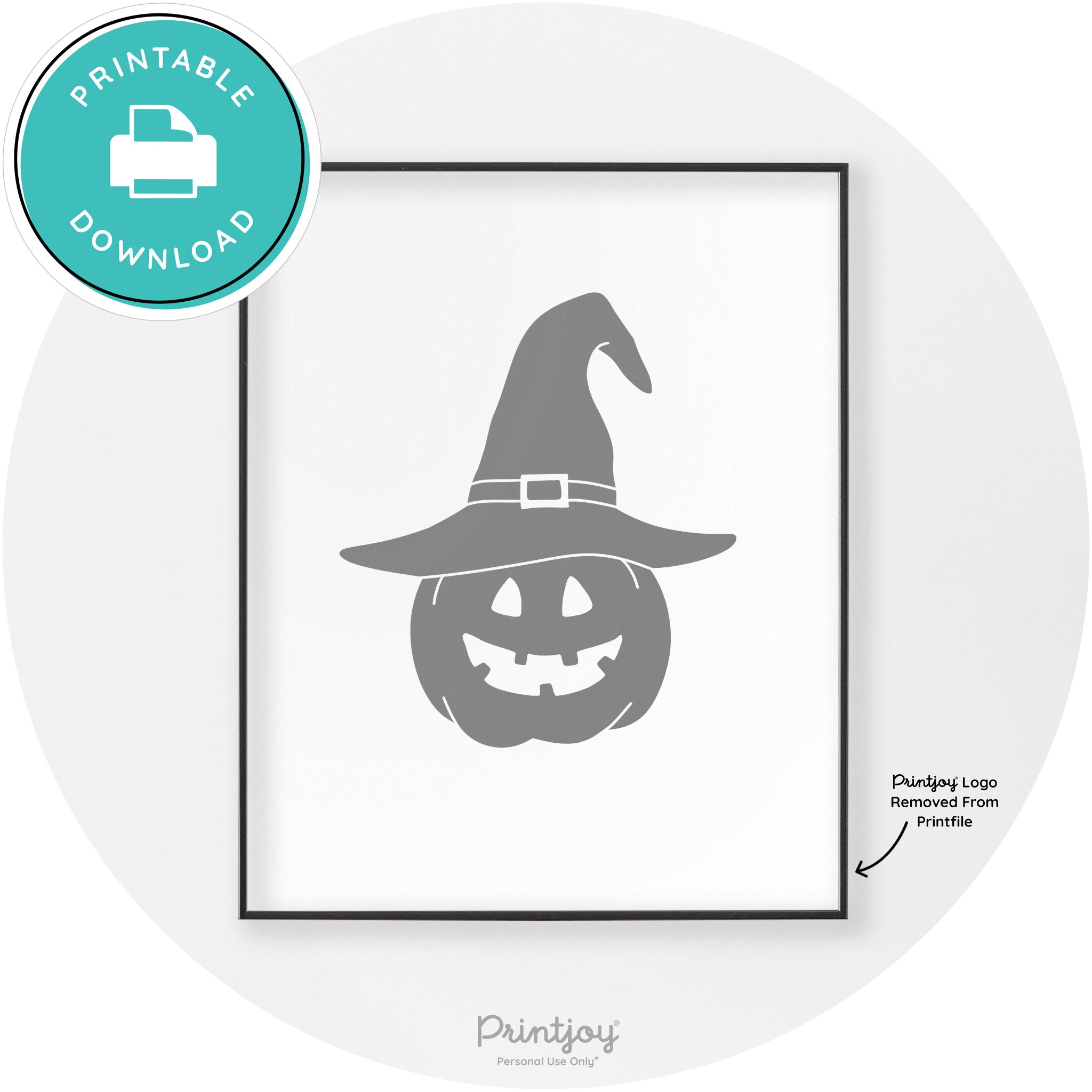 Halloween Cute Witch Jack O Lantern Chic Wall Art Printable