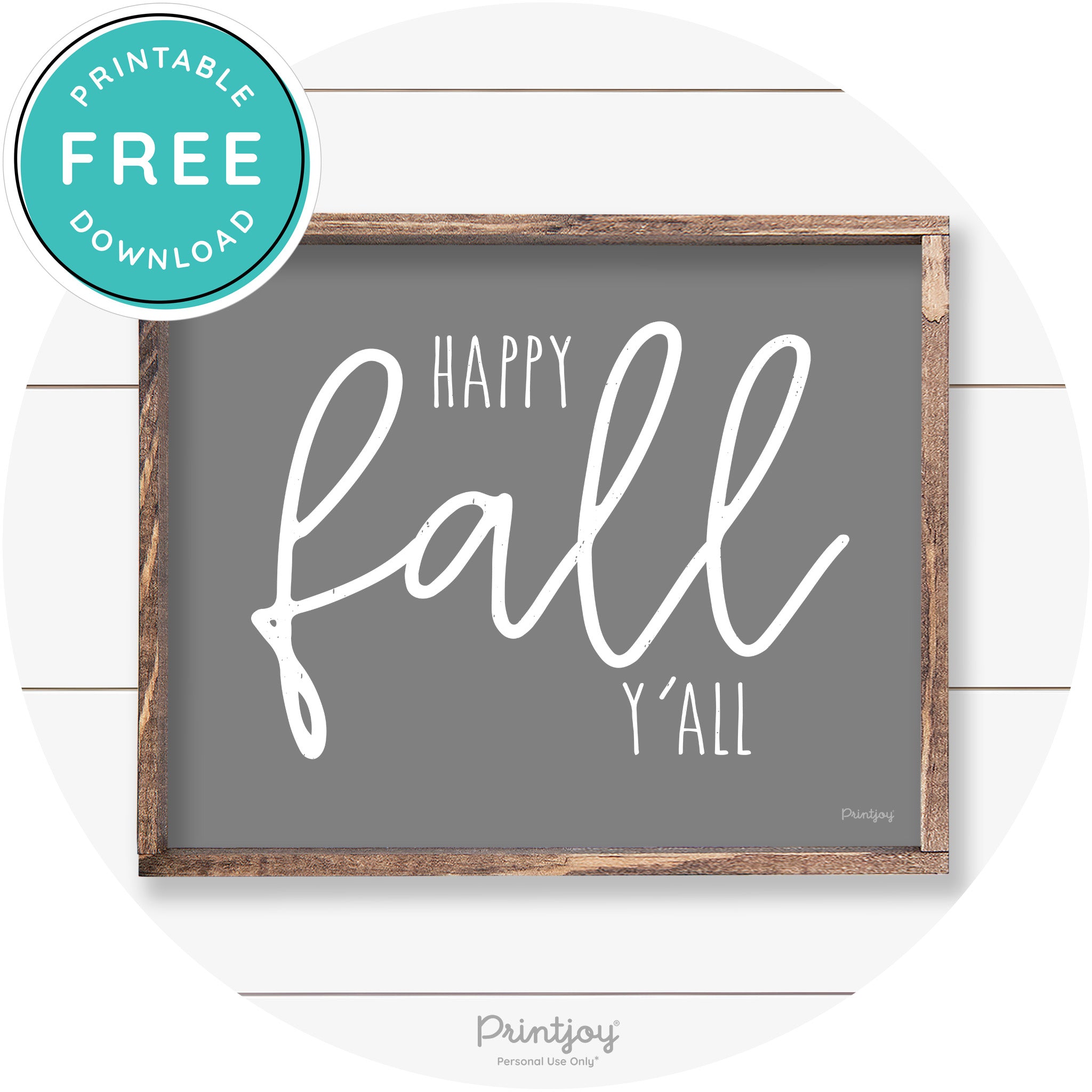 Happy Fall Y'all Cute Farmhouse Autumn Wall Art Decor Free Printable - Printjoy