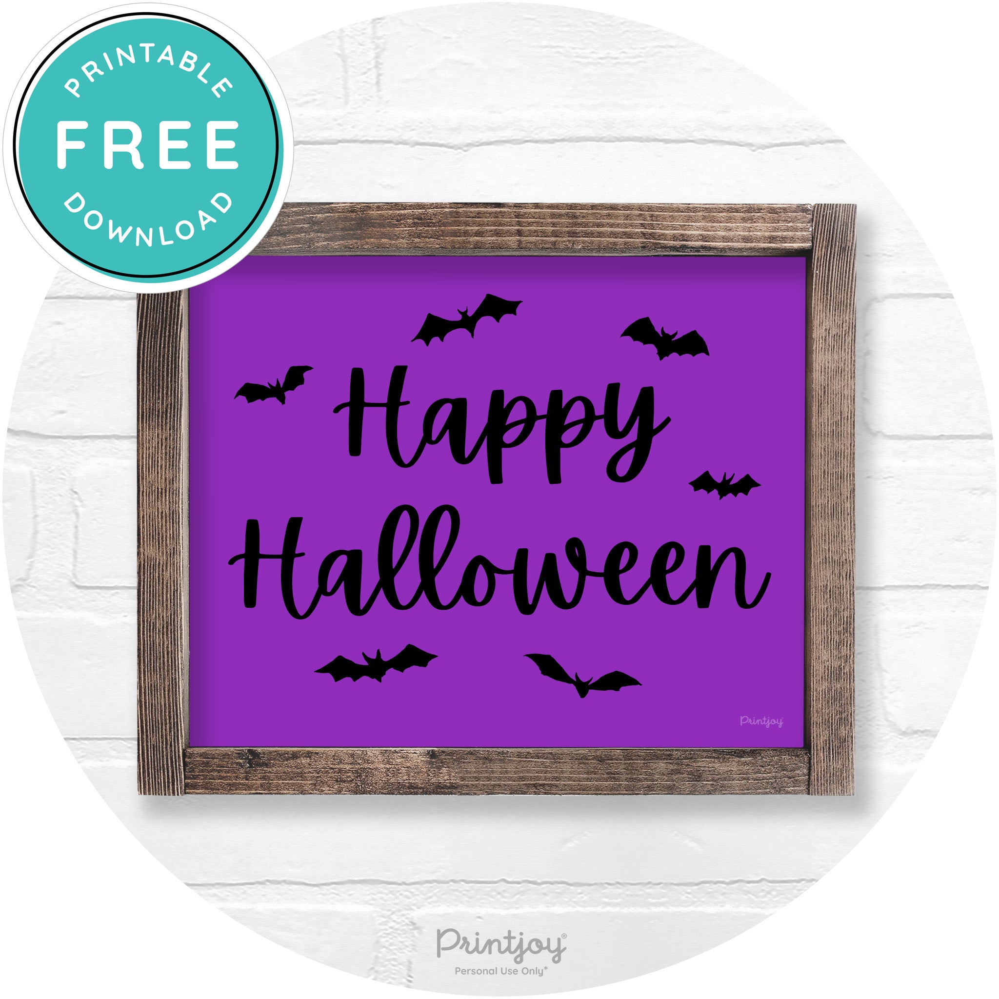 Happy Halloween Bats Rustic Farmhouse Wall Art Printable