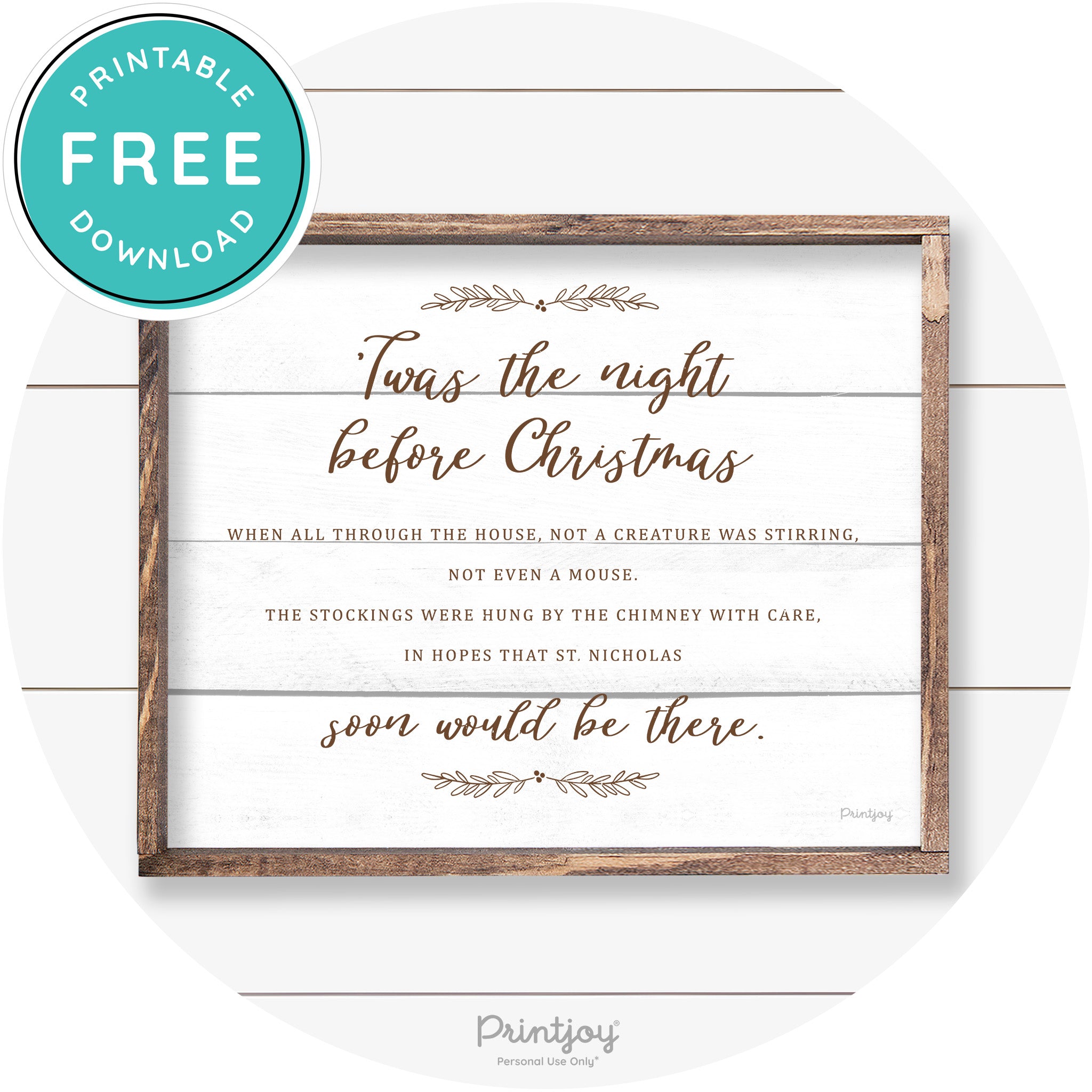 'Twas The Night Before Christmas Farmhouse Wall Art Free Printable