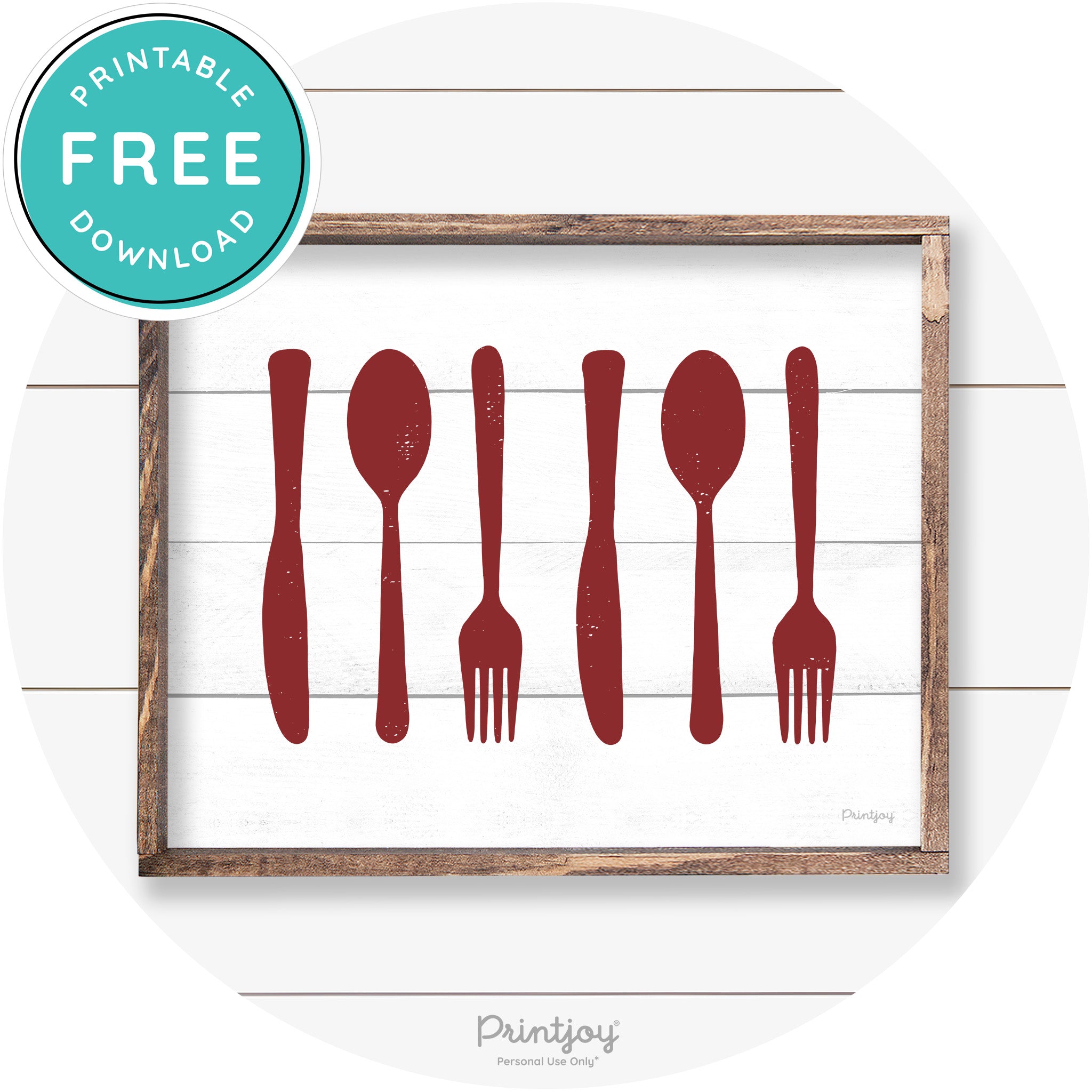 Fork Spoon Knife Pattern Farmhouse Kitchen Wall Art Free Printable