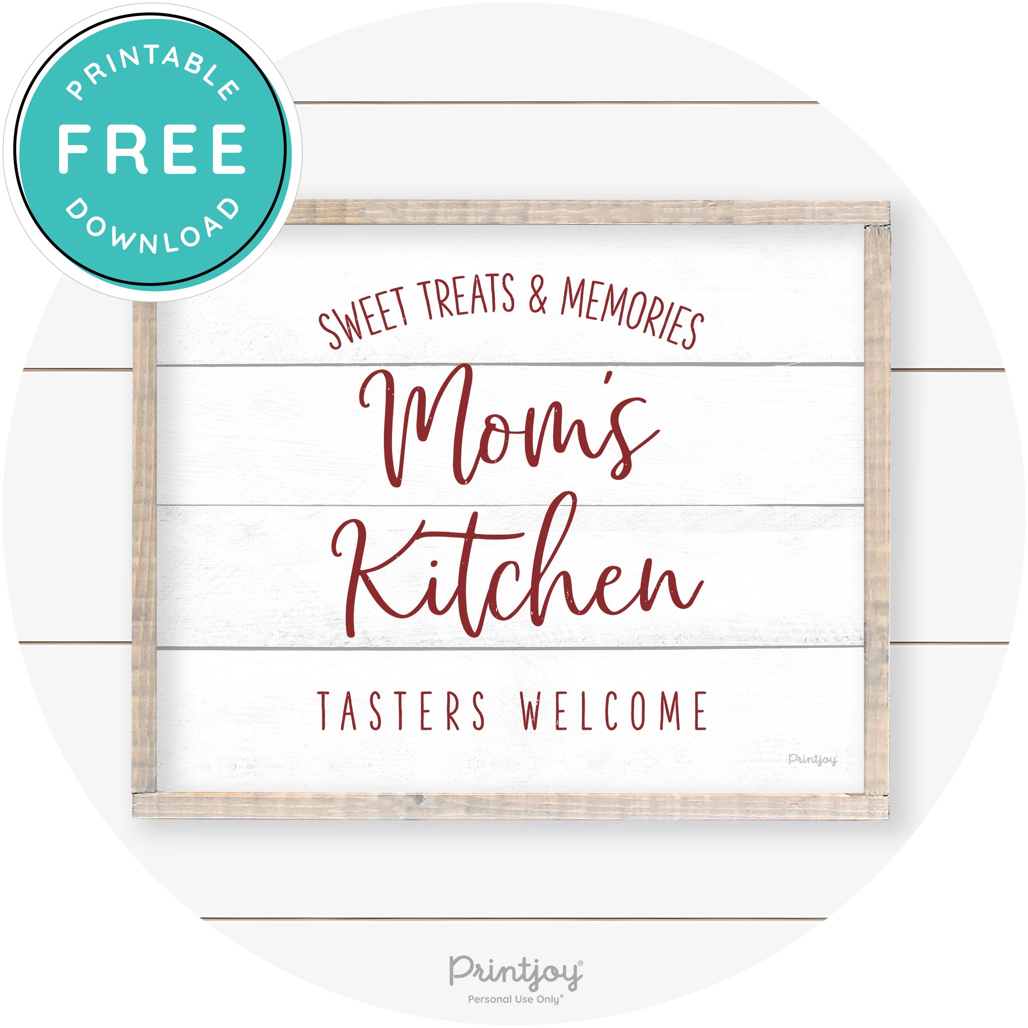 Mom's Kitchen Tasters Welcome Farmhouse Wall Art Free Printable