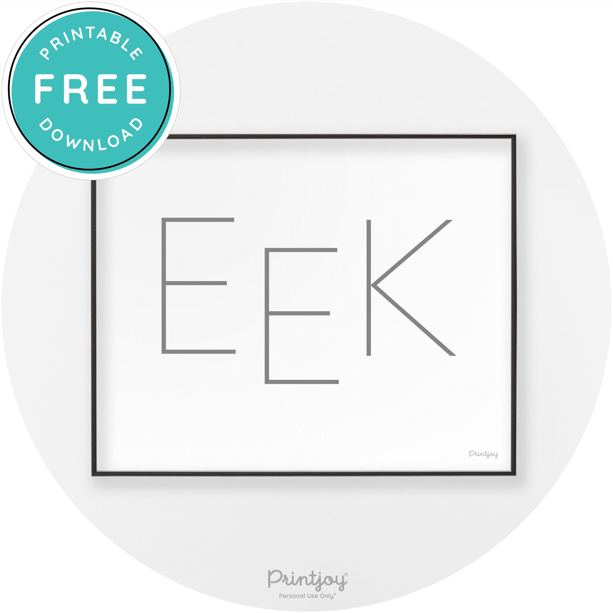 Eek Halloween Modern Chic Lettering Wall Art Decor Free Printable