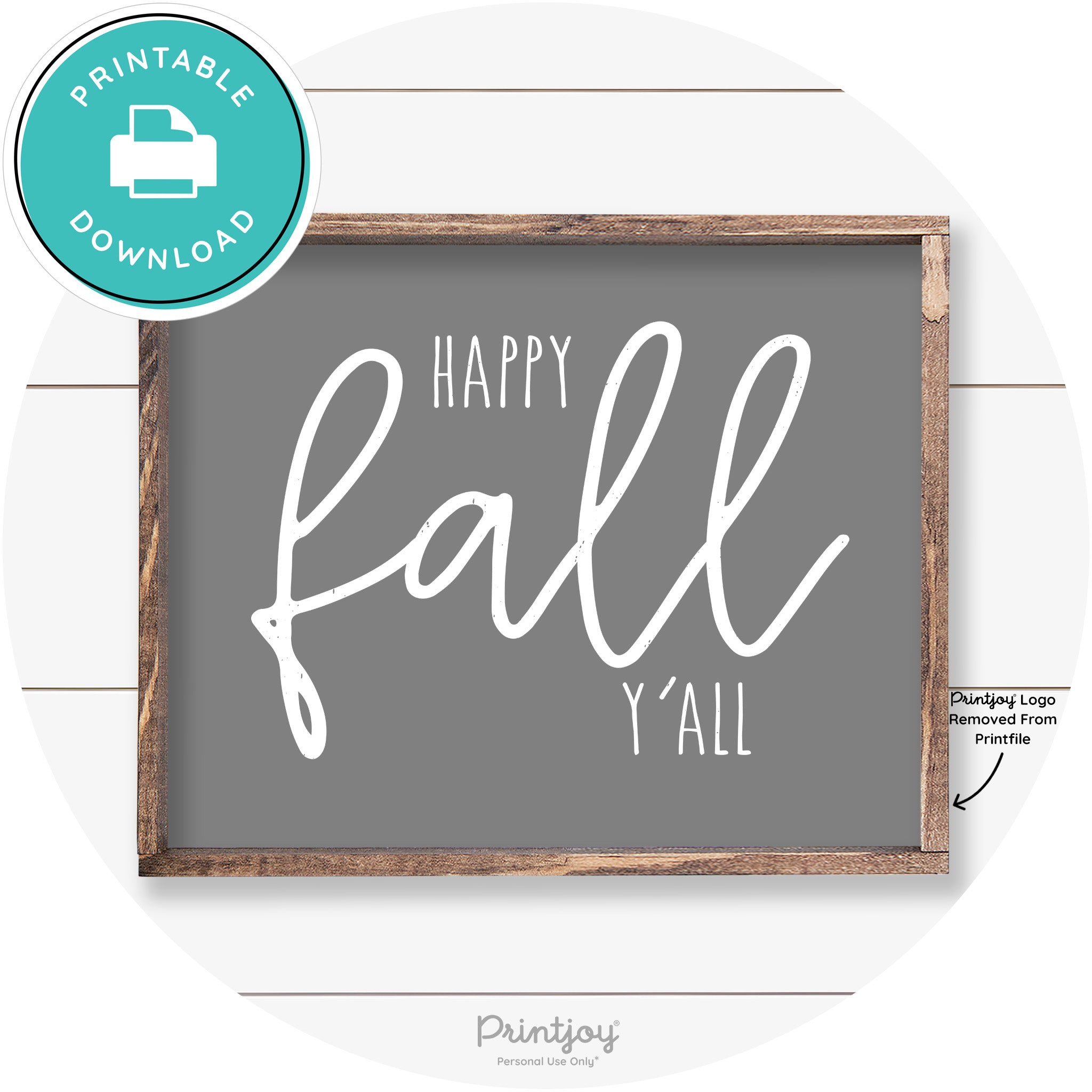 Happy Fall Y'all Cute Farmhouse Autumn Wall Art Decor Free Printable - Printjoy