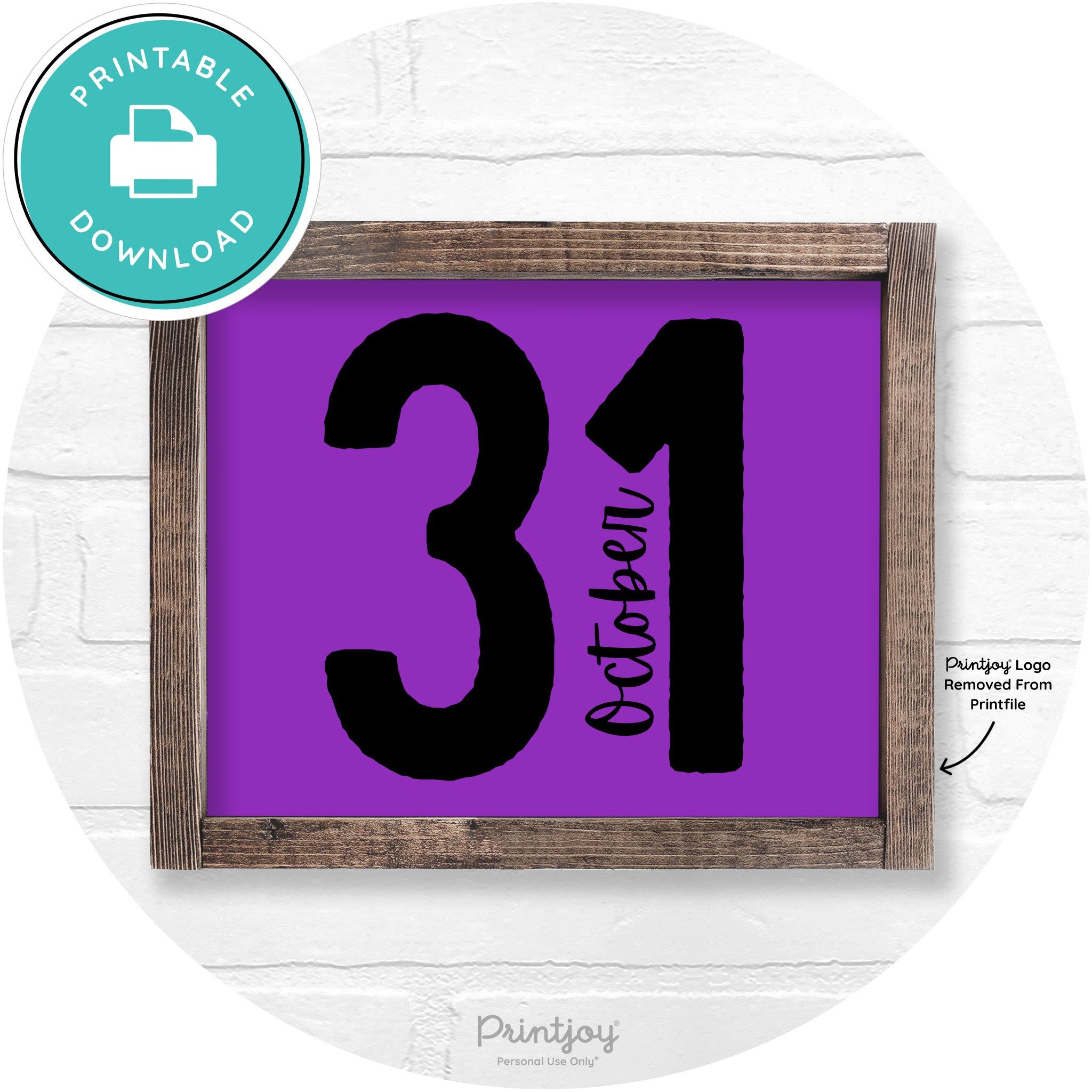 October 31 Halloween Rustic Farmhouse Wall Art Printable