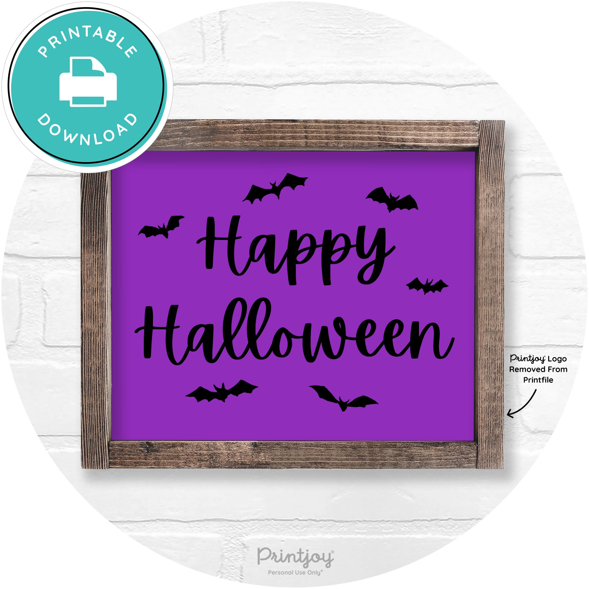 Happy Halloween Bats Rustic Farmhouse Wall Art Printable