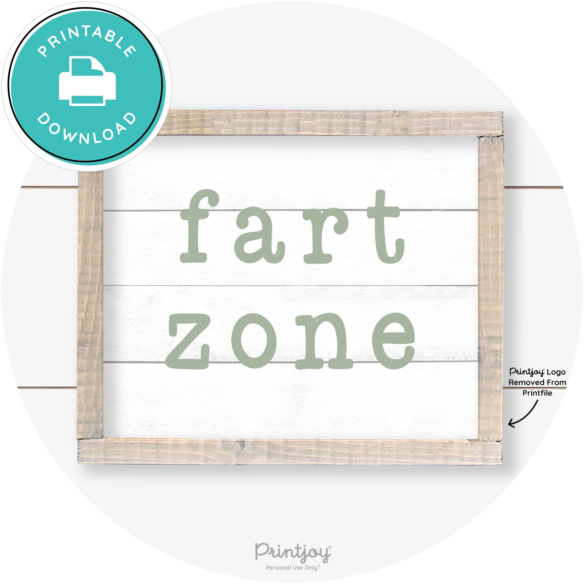 Fart Zone Funny Farmhouse Bathroom Wall Art Decor Free Printable