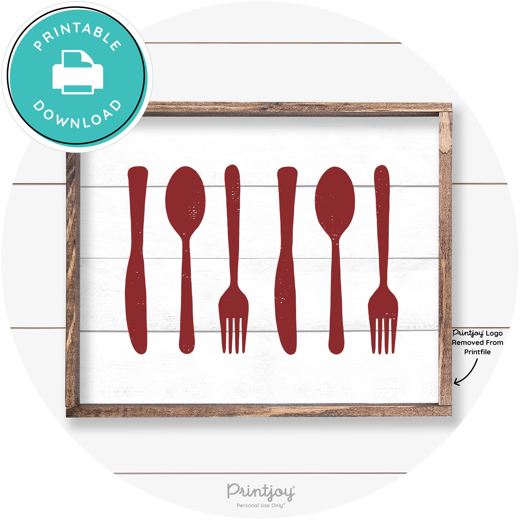 Fork Spoon Knife Pattern Farmhouse Kitchen Wall Art Free Printable