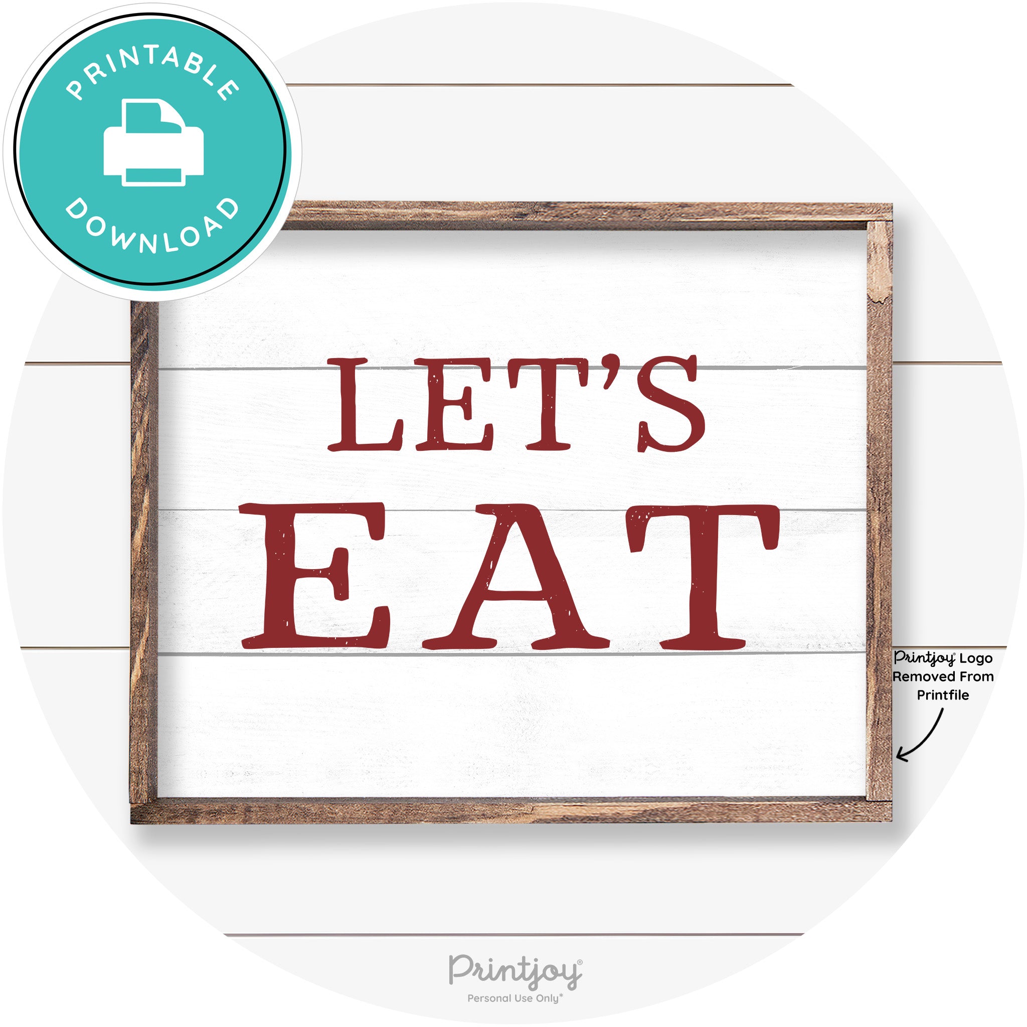 Let's Eat Kitchen Sign Rustic Farmhouse Wall Art Decor Free Printable
