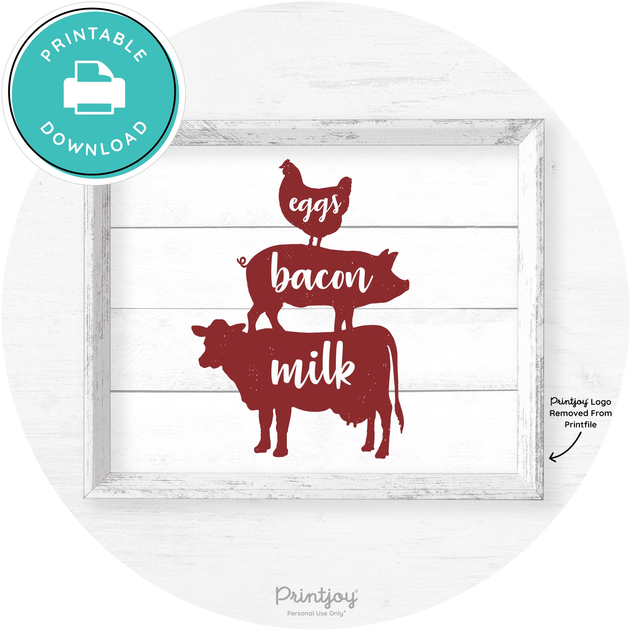 Stacked Farm Animals Eggs Bacon Milk Farmhouse Art Free Printable