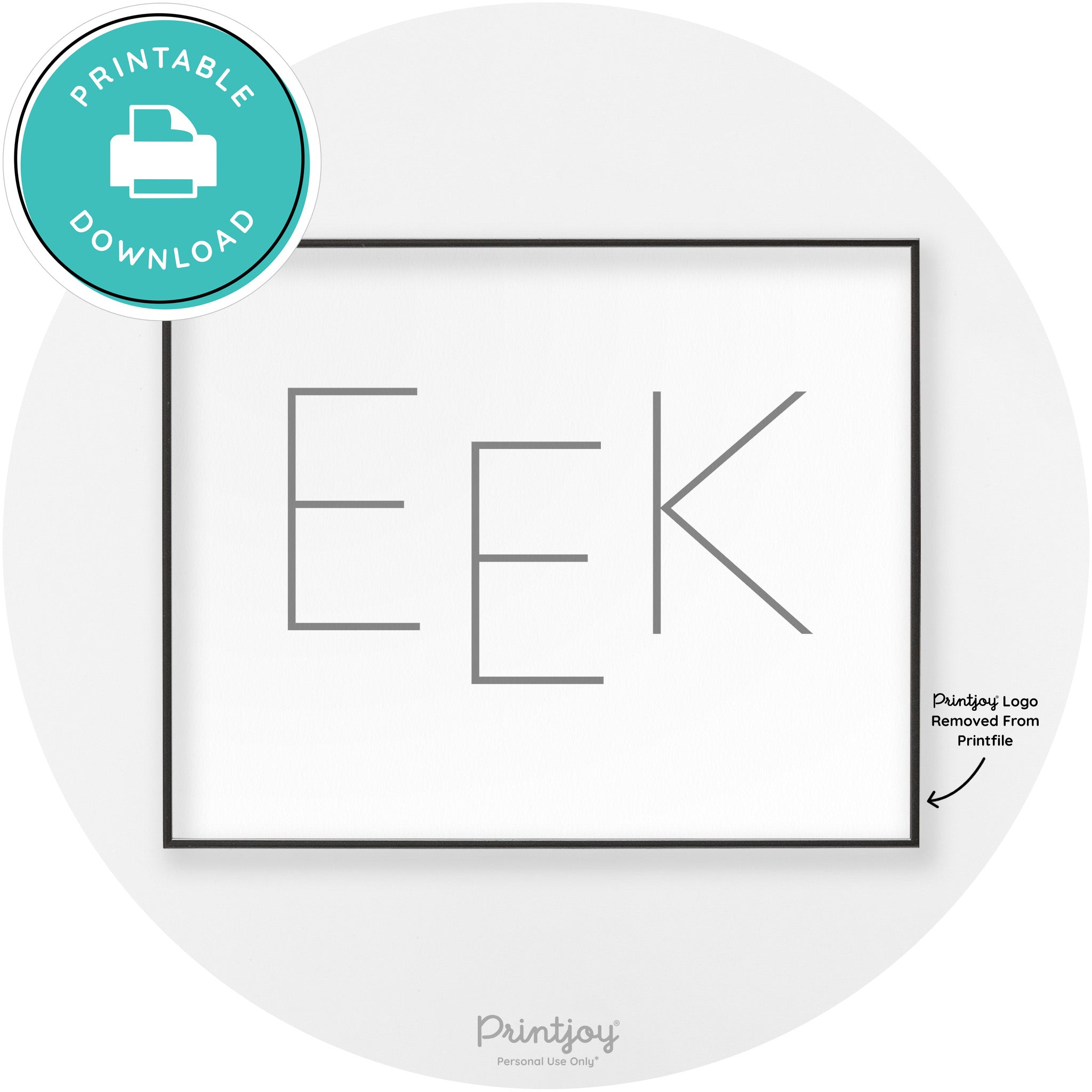 Eek Halloween Modern Chic Lettering Wall Art Decor Free Printable