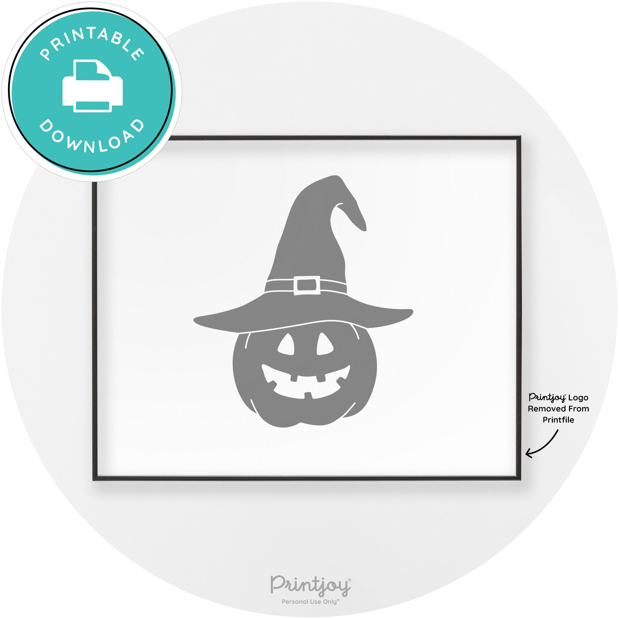 Halloween Cute Witch Jack O Lantern Chic Wall Art Printable