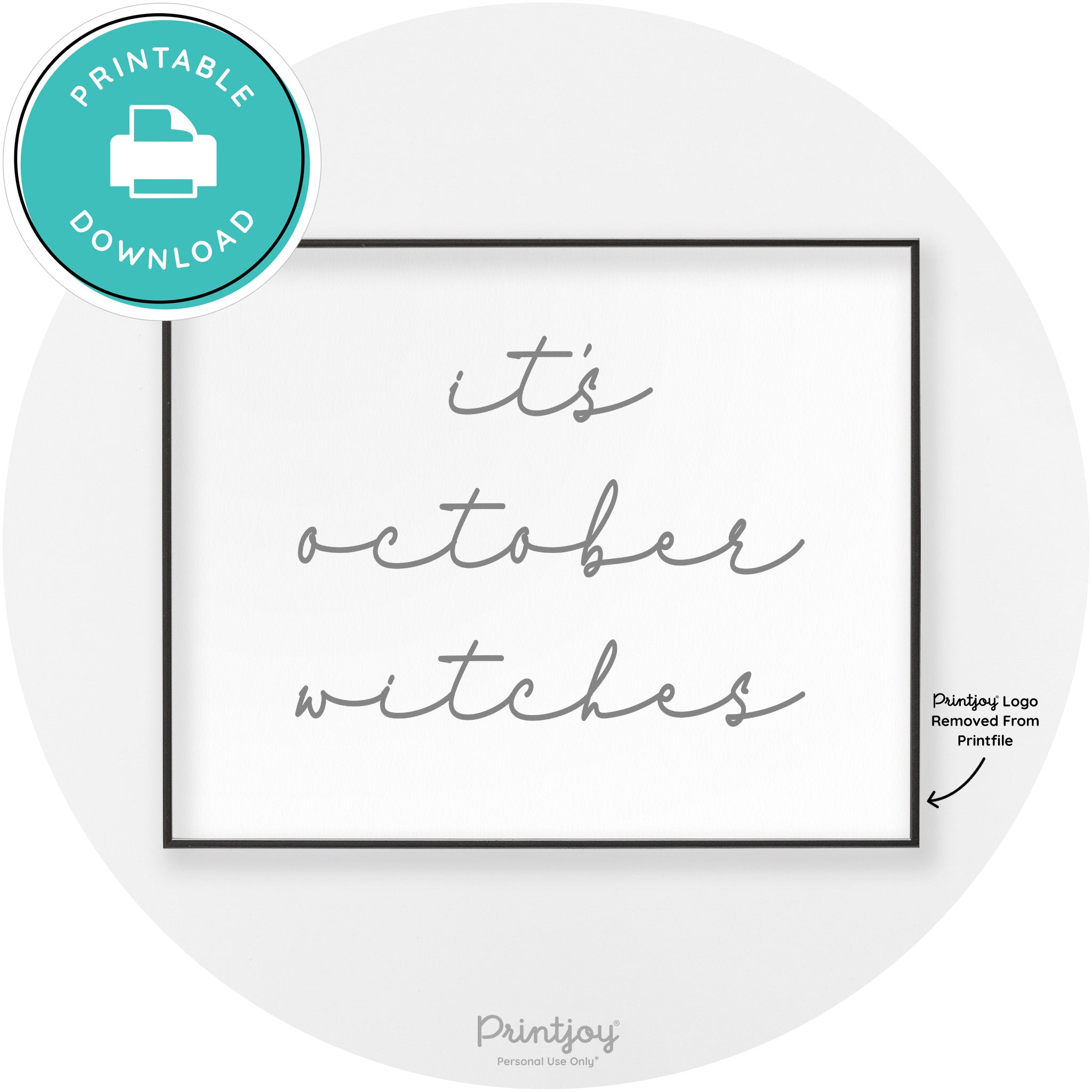 It's October Witches Halloween Modern Chic Wall Art Free Printable
