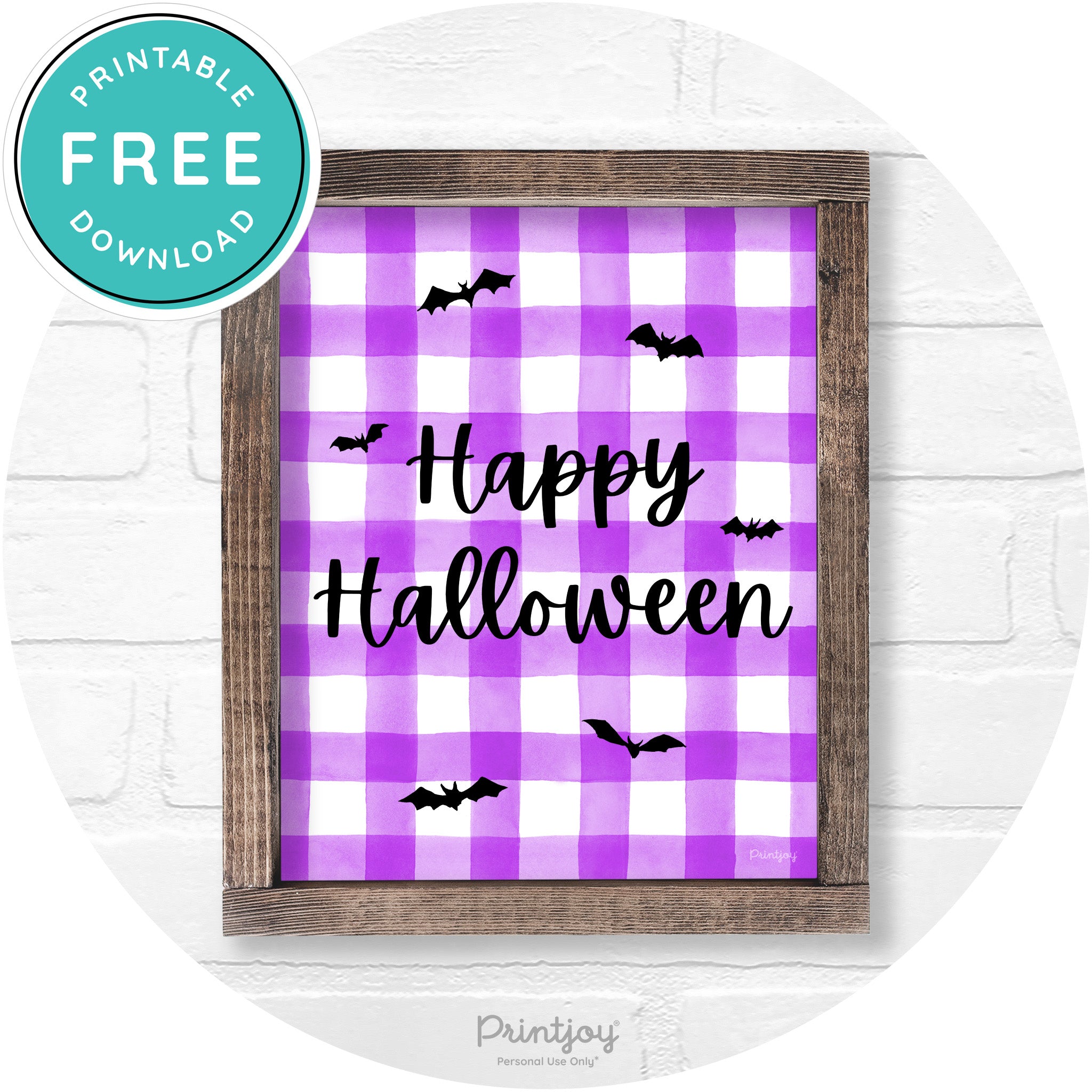 Happy Halloween Bats Rustic Farmhouse Wall Art Printable