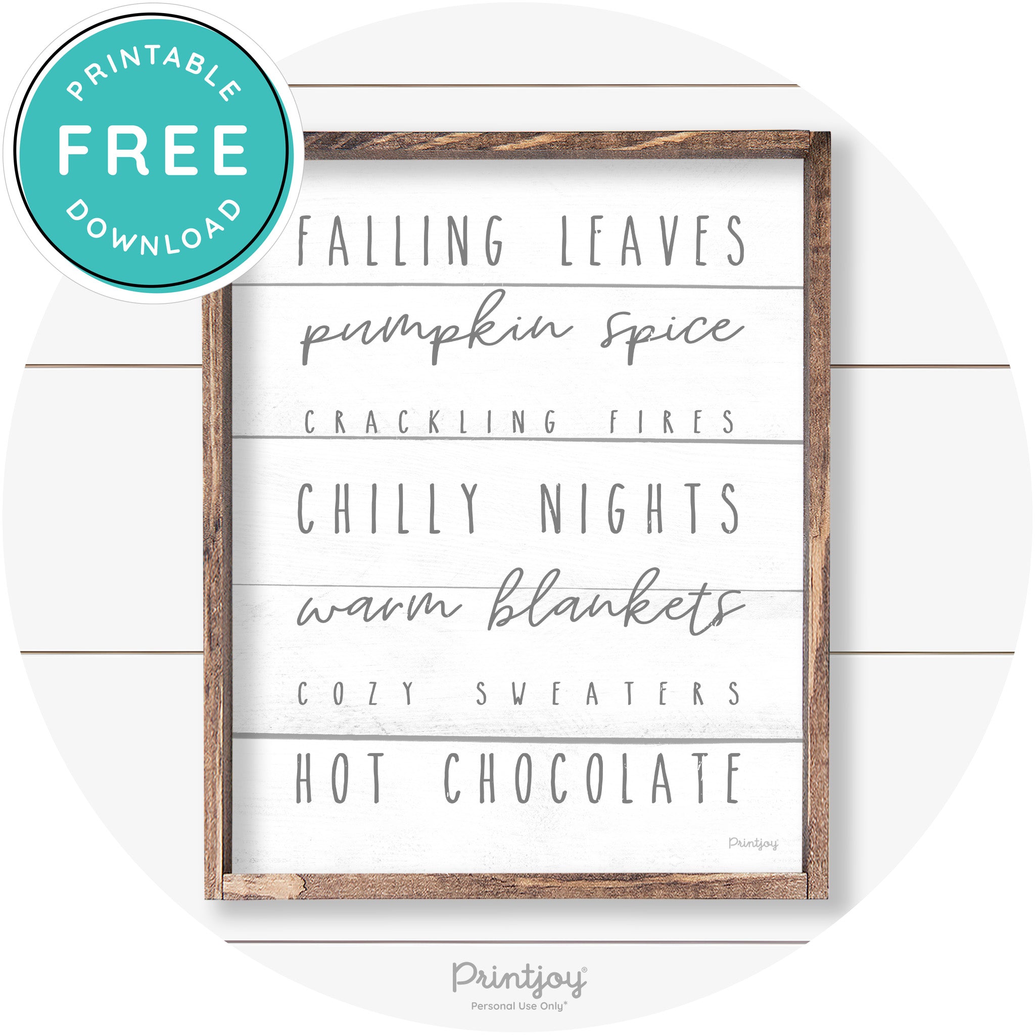 Fall Favorite Things Cute Farmhouse Autumn Wall Art Free Printable - Printjoy