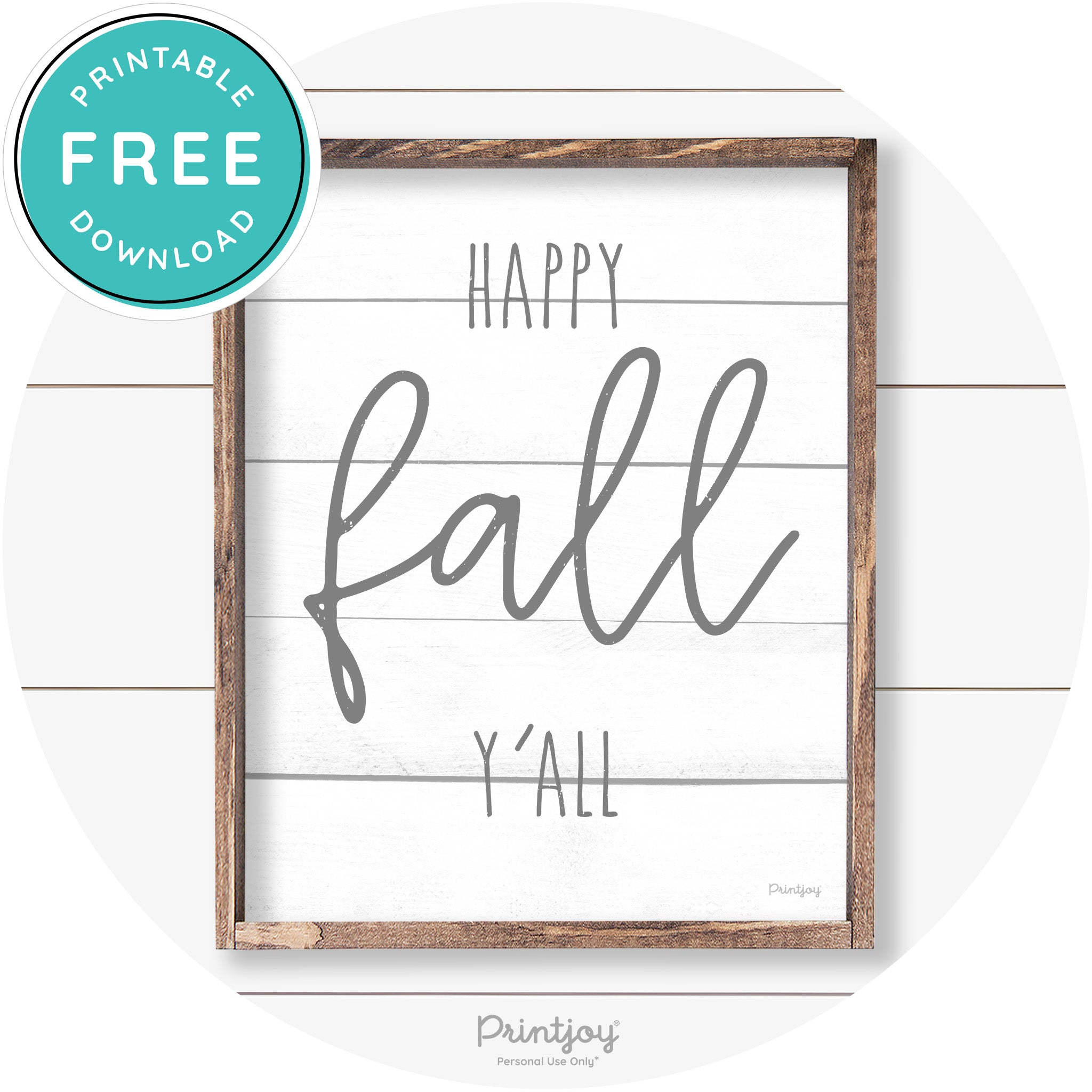 Happy Fall Y'all Cute Farmhouse Autumn Wall Art Decor Free Printable - Printjoy