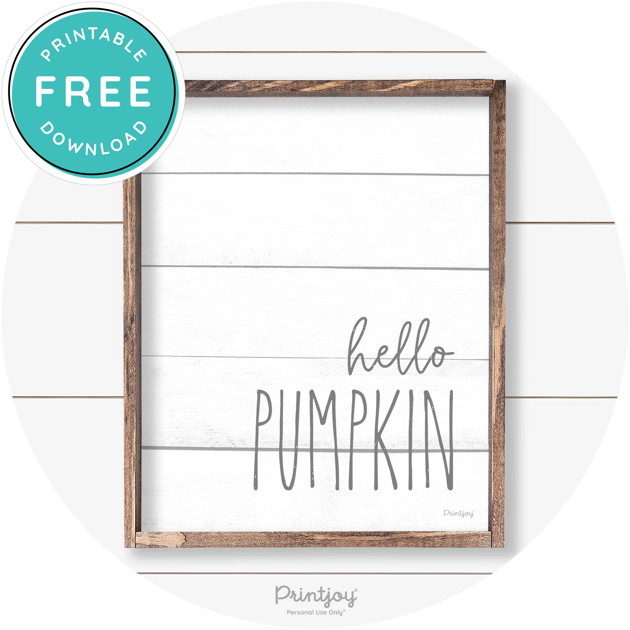 Hello Pumpkin Cute Fun Simple Farmhouse Wall Art Free Printable - Printjoy