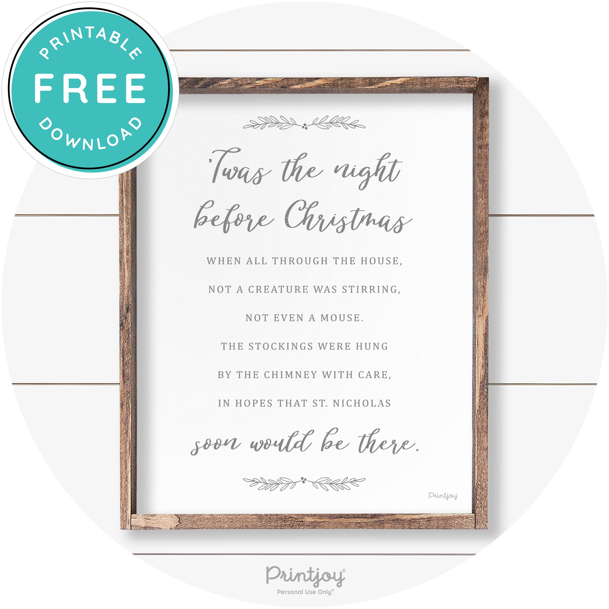 'Twas The Night Before Christmas Farmhouse Wall Art Free Printable