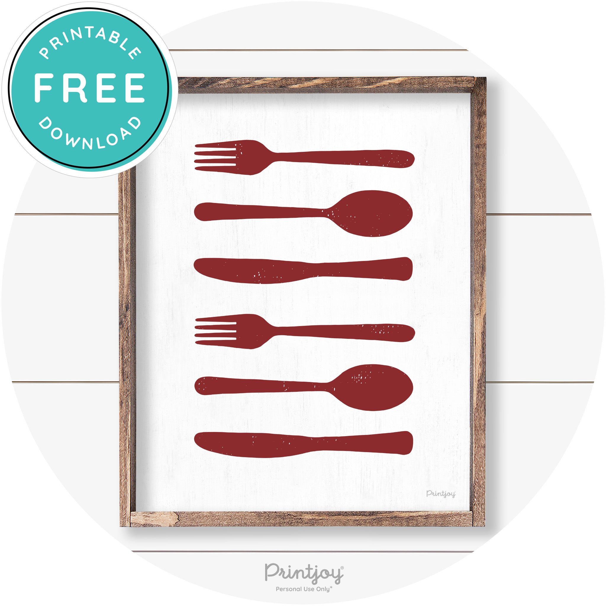 Fork Spoon Knife Pattern Farmhouse Kitchen Wall Art Free Printable